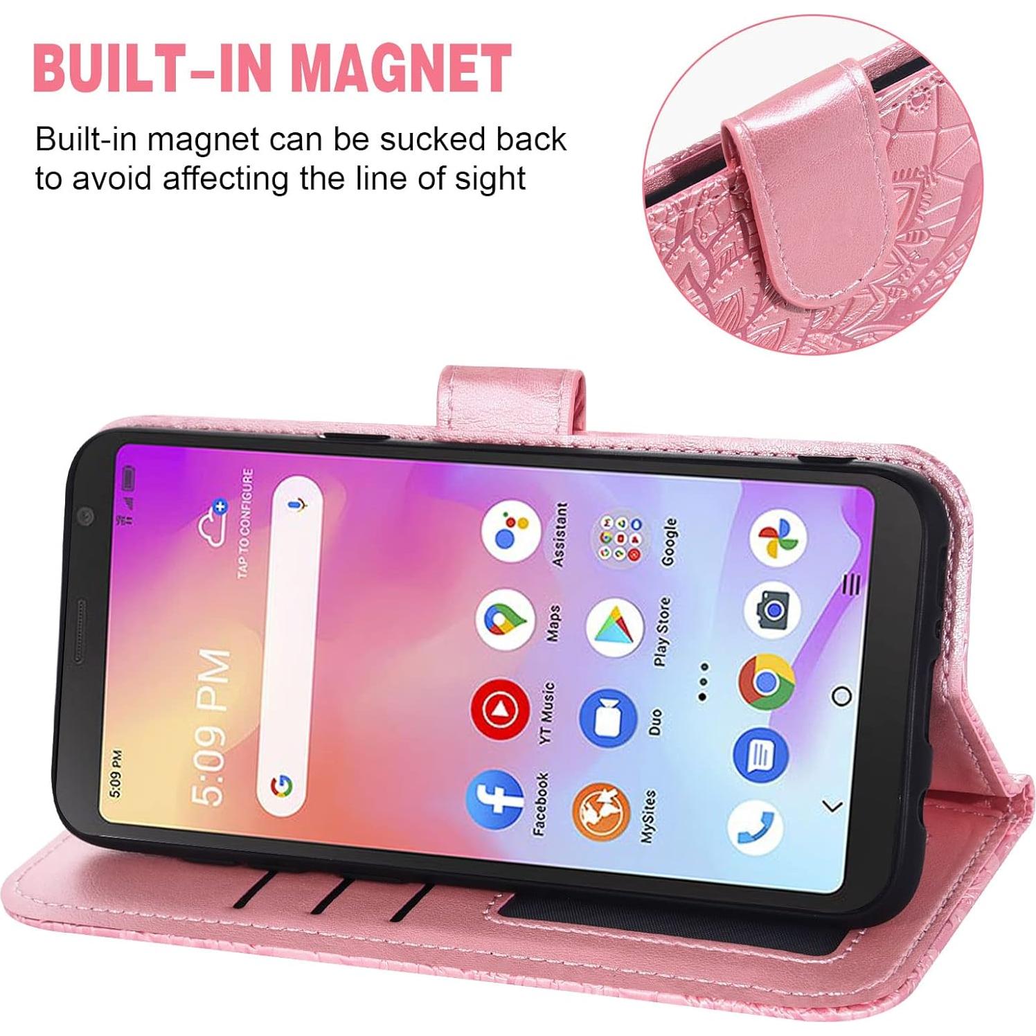 Funda Cartera Asuwish para Alcatel TCL A3 A509DL Oro Rosa