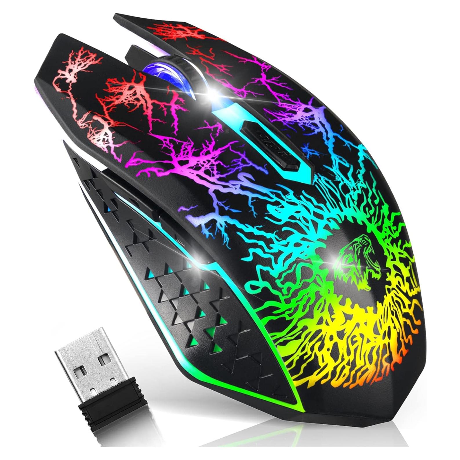 Ratón Gaming Inalámbrico VEGCOO C24BKN 6 Botones 7 LED