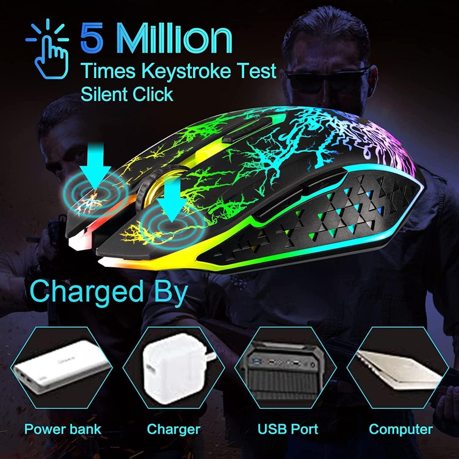 Ratón Gaming Inalámbrico VEGCOO C24BKN 6 Botones 7 LED