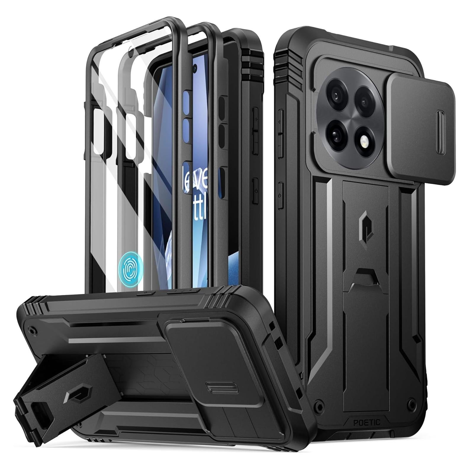 Funda Poetic Revolution para OnePlus 13R 5G, Negro, Resistente a Golpes