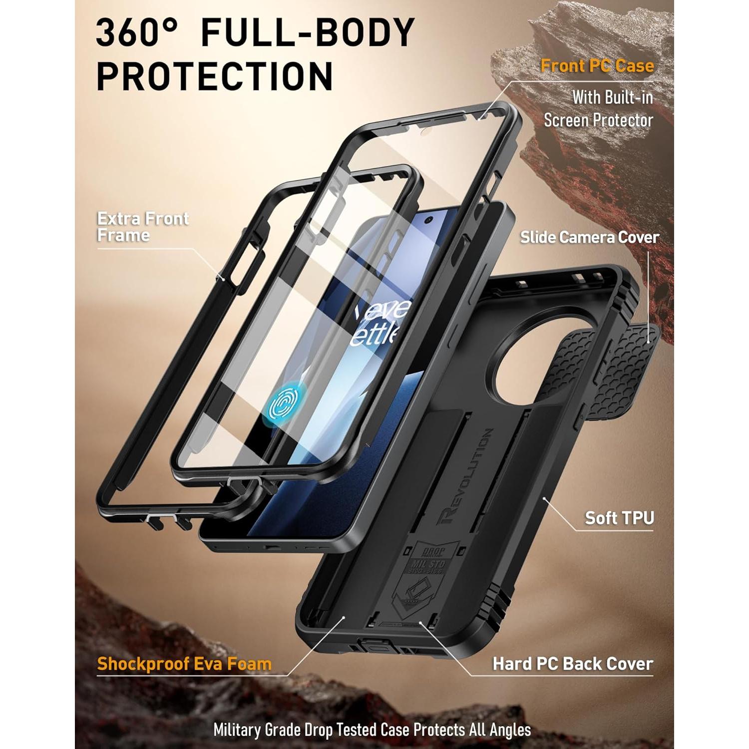 Funda Poetic Revolution para OnePlus 13R 5G, Negro, Resistente a Golpes