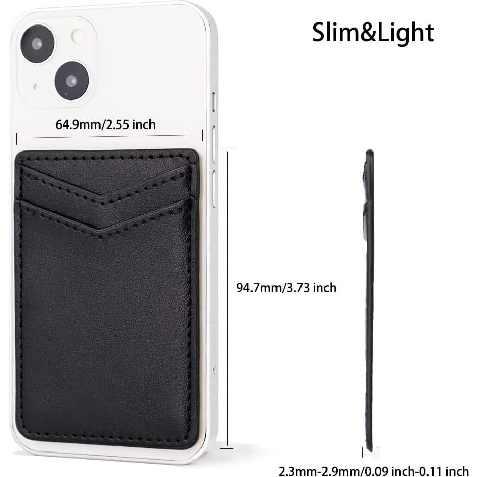 2Pack Soporte Adhesivo de Cuero para Tarjetas - Negro