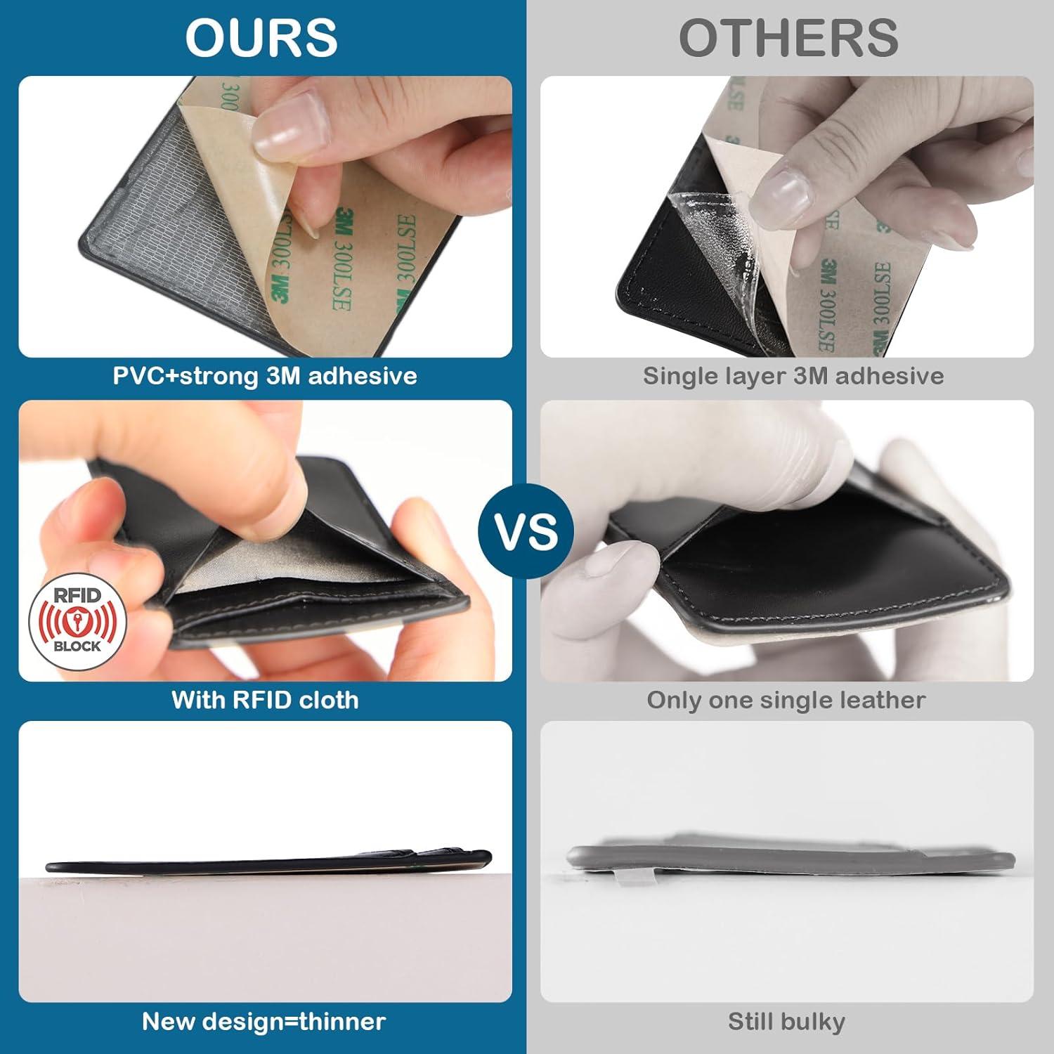 2Pack Soporte Adhesivo de Cuero para Tarjetas - Negro