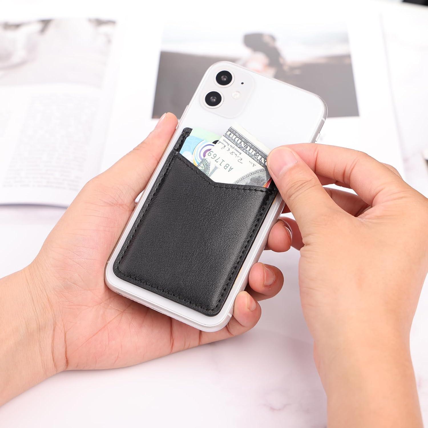 2Pack Soporte Adhesivo de Cuero para Tarjetas - Negro