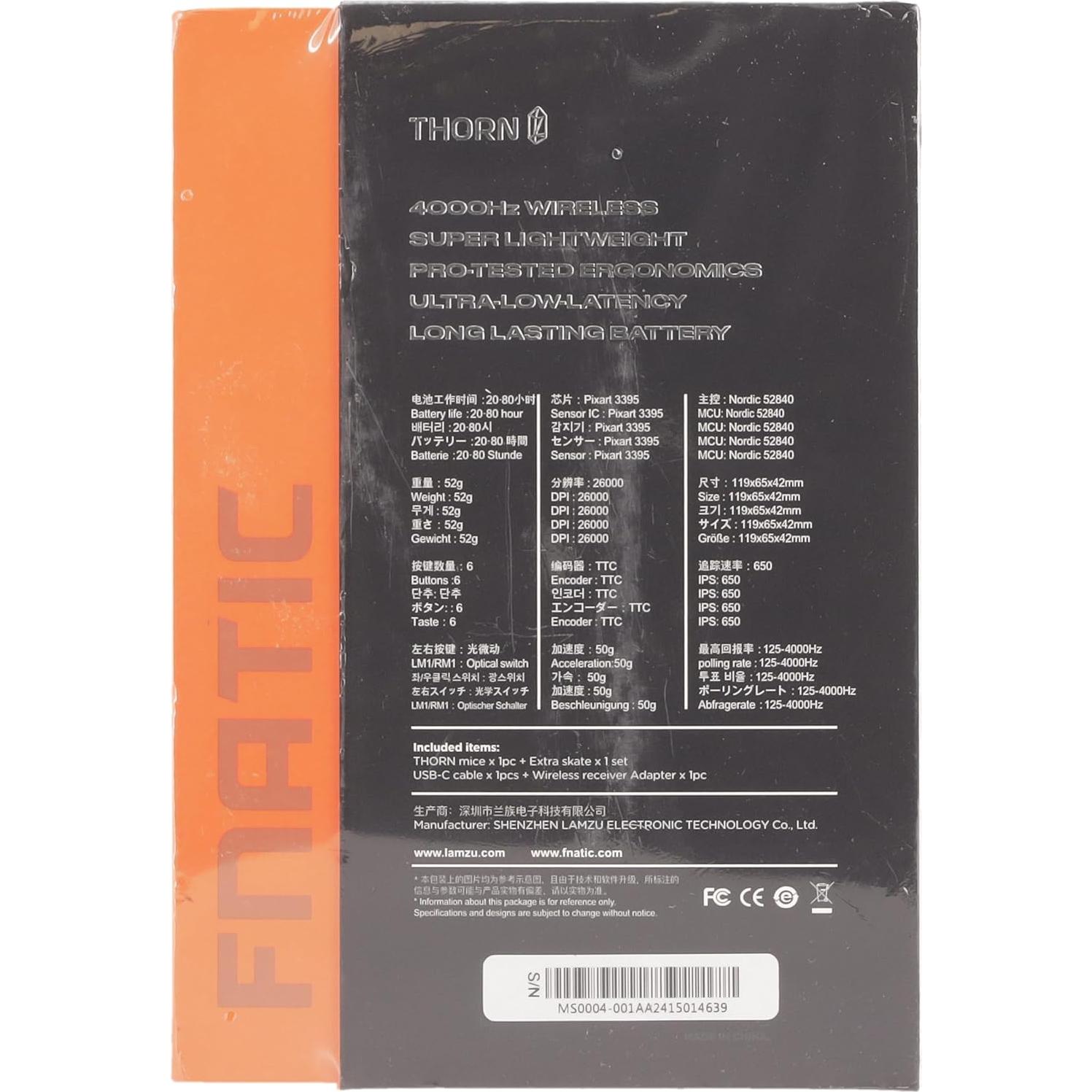 Ratón Inalámbrico Fnatic Lamzu Thorn Pro Gaming 4K