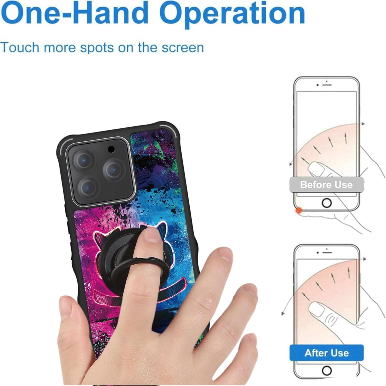 Funda híbrida HotPepper HPPL67A con soporte anillo YGH-BQ