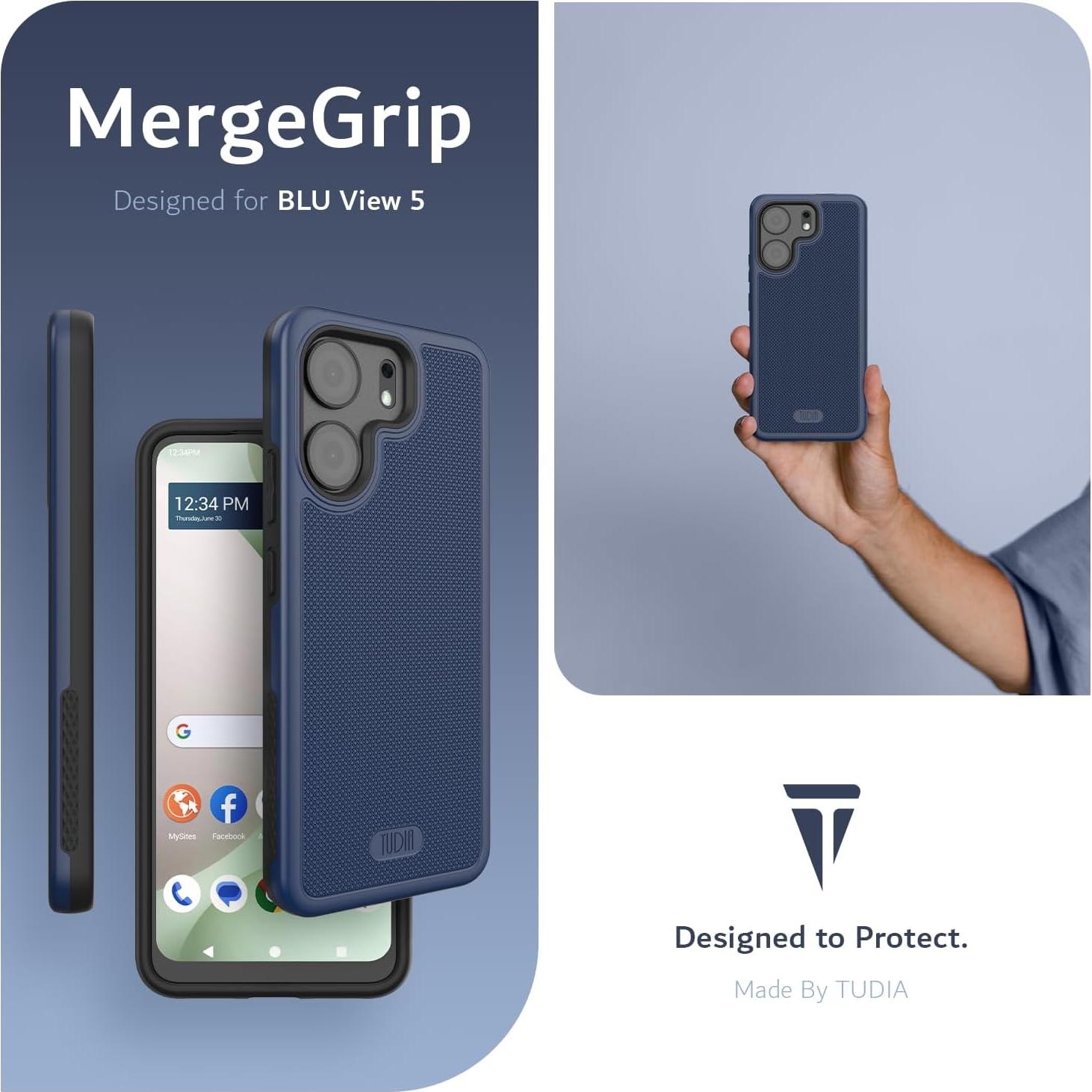 Funda TUDIA MergeGrip para BLU View 5 B160V - Doble Capa Azul