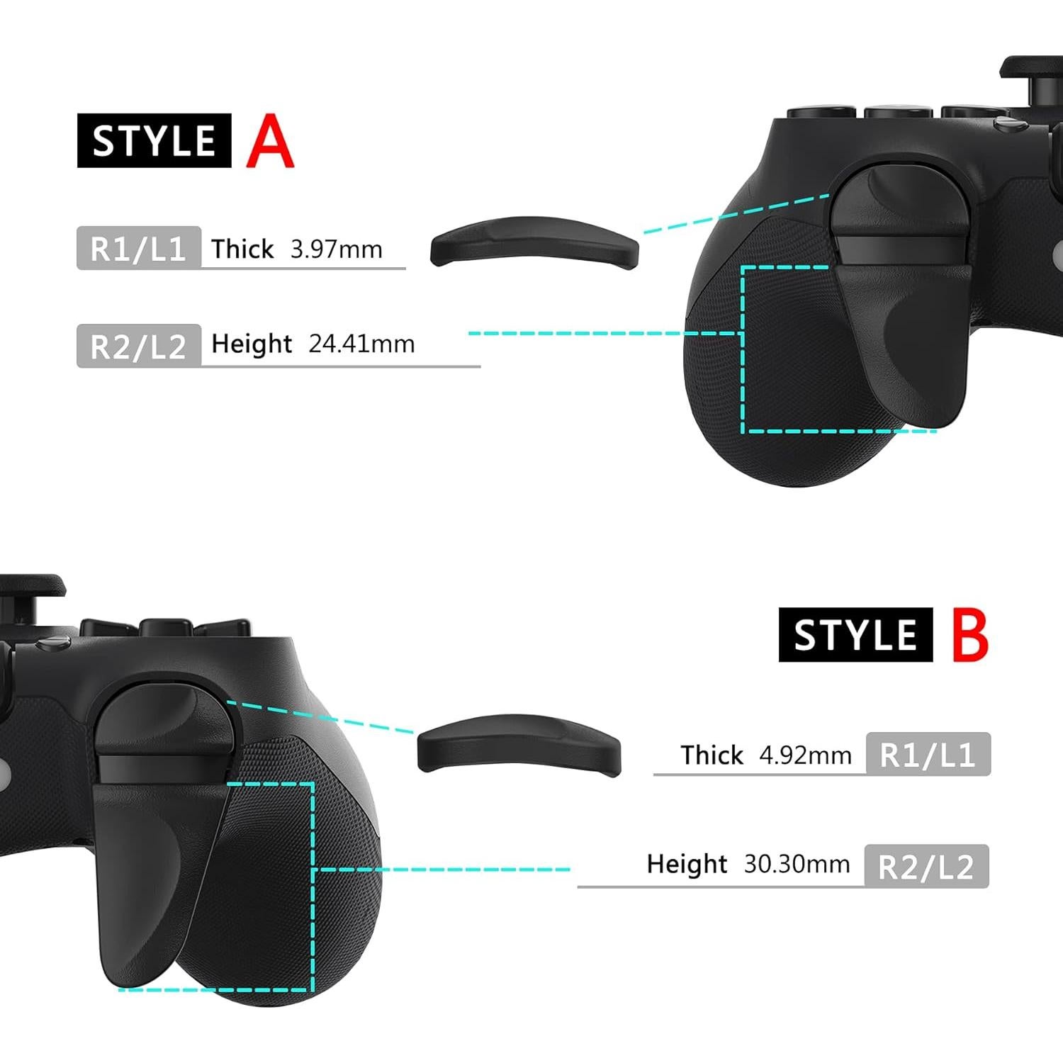 Extensores de Gatillo PlayVital para Controlador PS4 - Negro