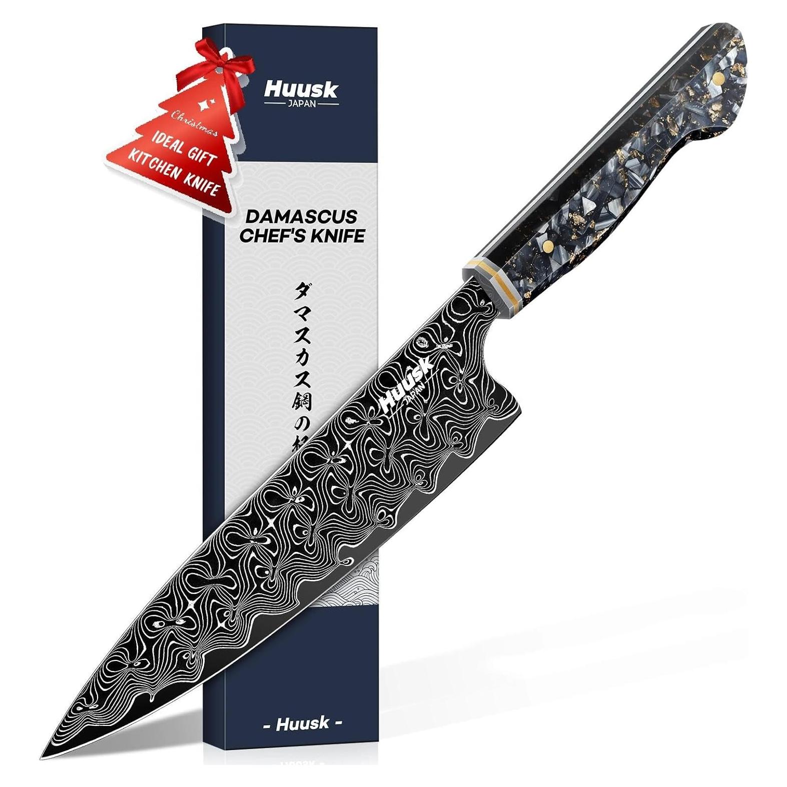 Cuchillo de Chef Huusk de Damasco 20 cm VG-10 Afilado Profesional