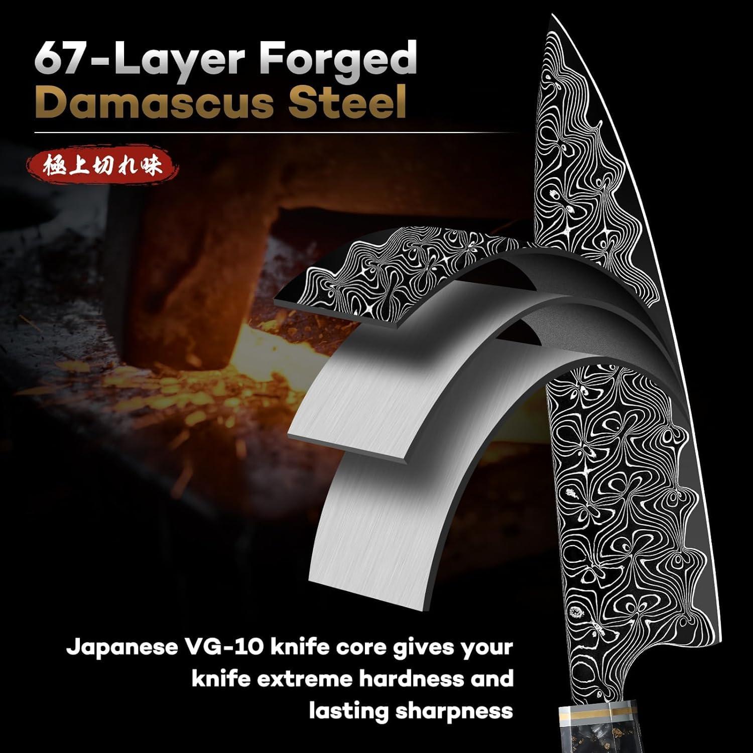 Cuchillo de Chef Huusk de Damasco 20 cm VG-10 Afilado Profesional