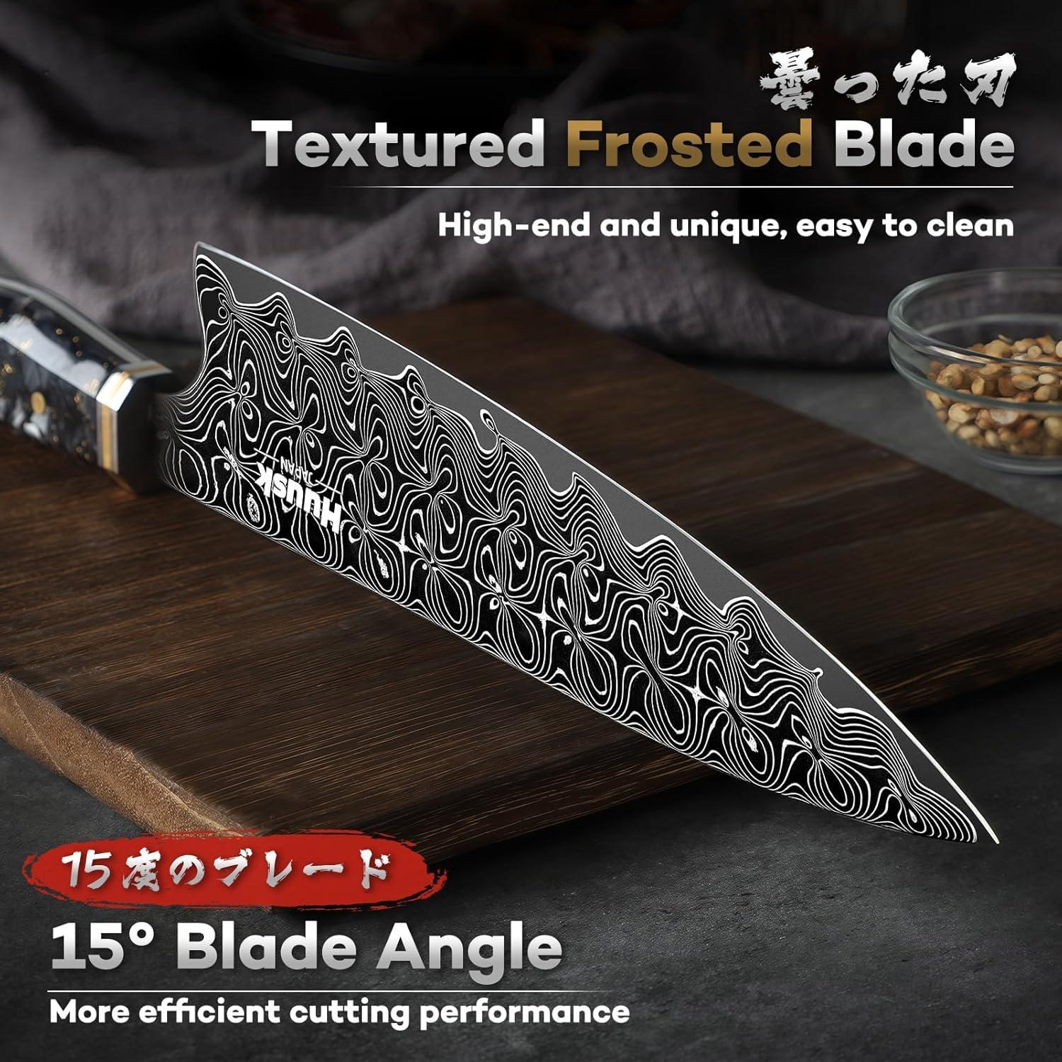 Cuchillo de Chef Huusk de Damasco 20 cm VG-10 Afilado Profesional