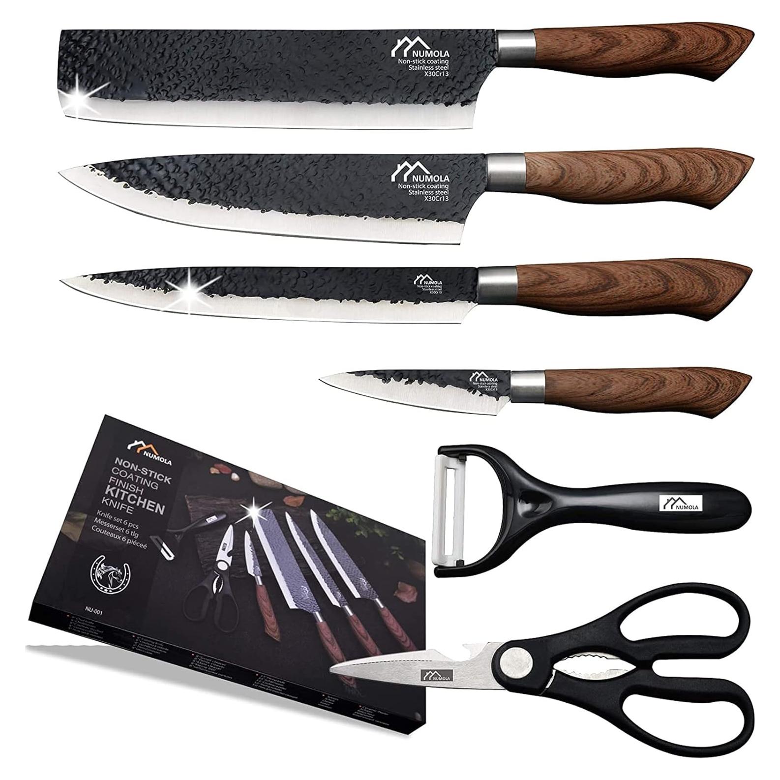 Juego de cuchillos de cocina profesional Numola 6 piezas negro