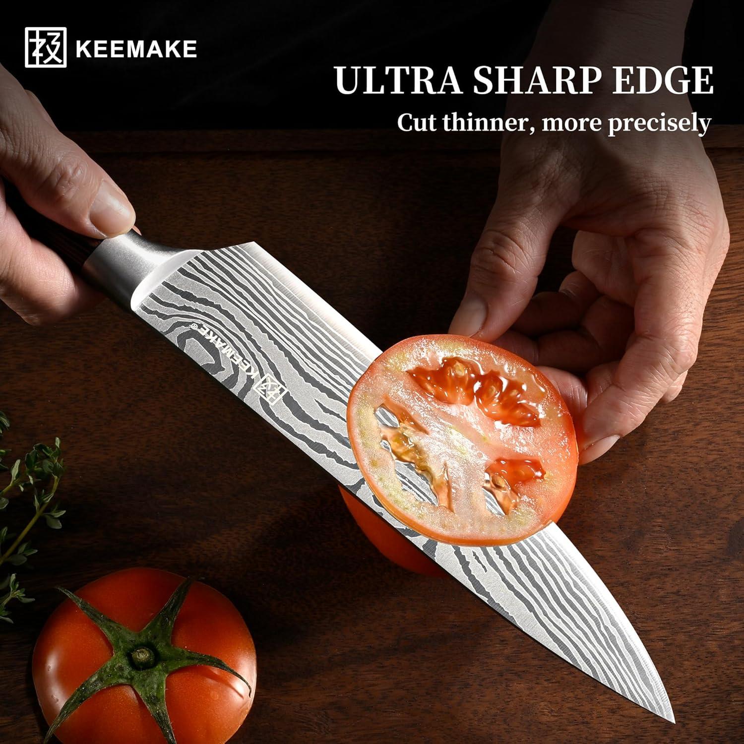 Conjunto de cuchillos de cocina KEEMAKE 3 piezas acero inoxidable