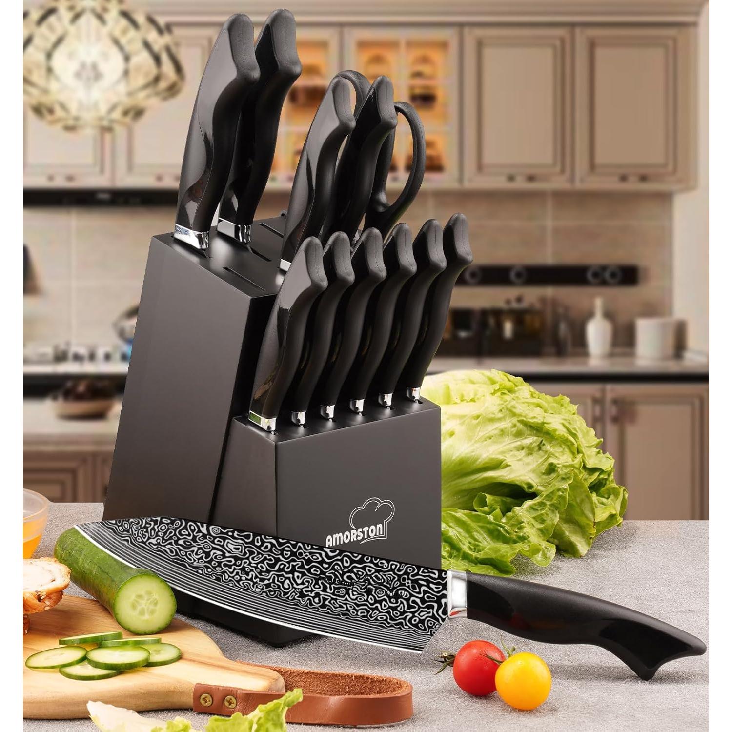 Juego de cuchillos de cocina 15 piezas Amorston acero inoxidable