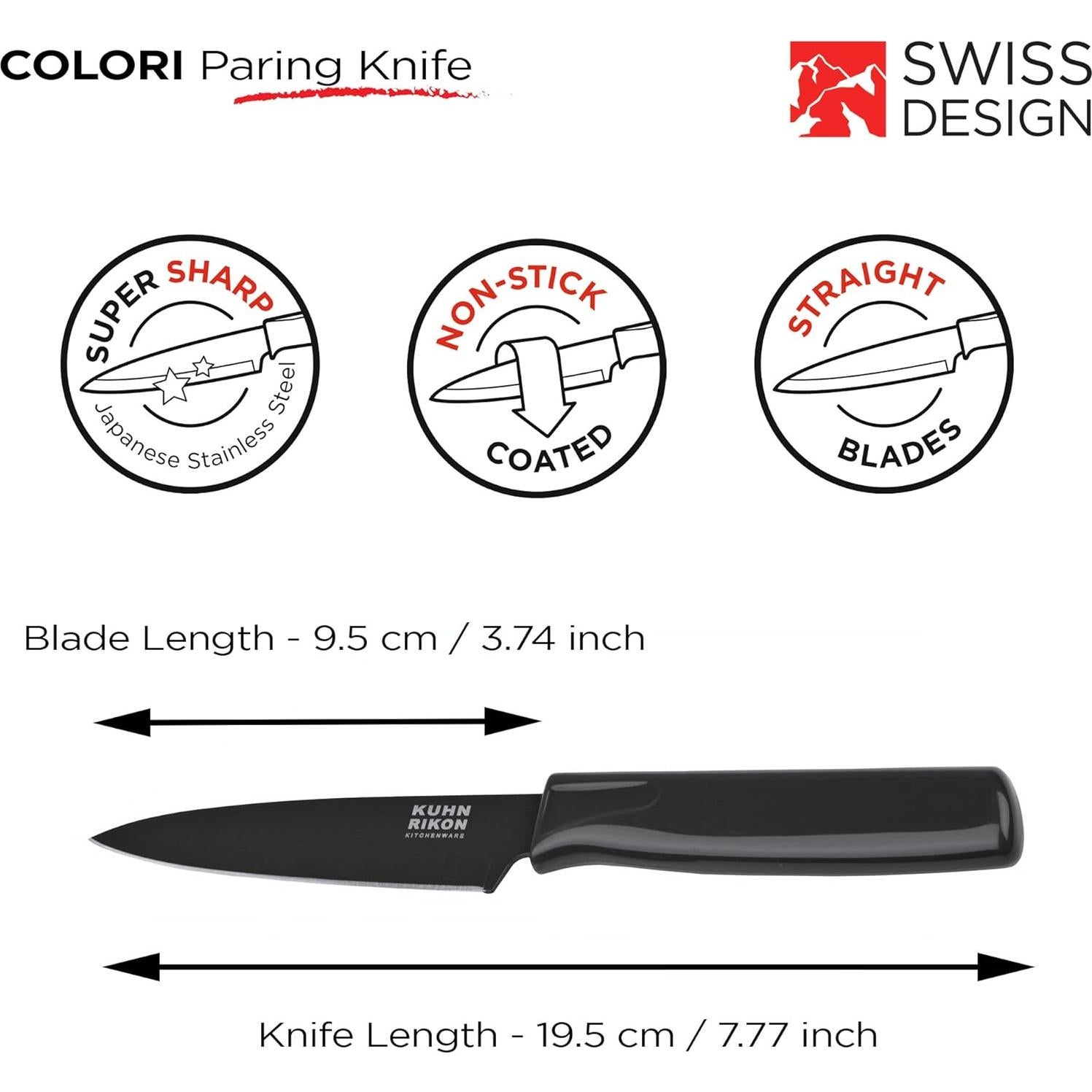 Cuchillo de Pelar Kuhn Rikon COLORI 10.16 cm Negro