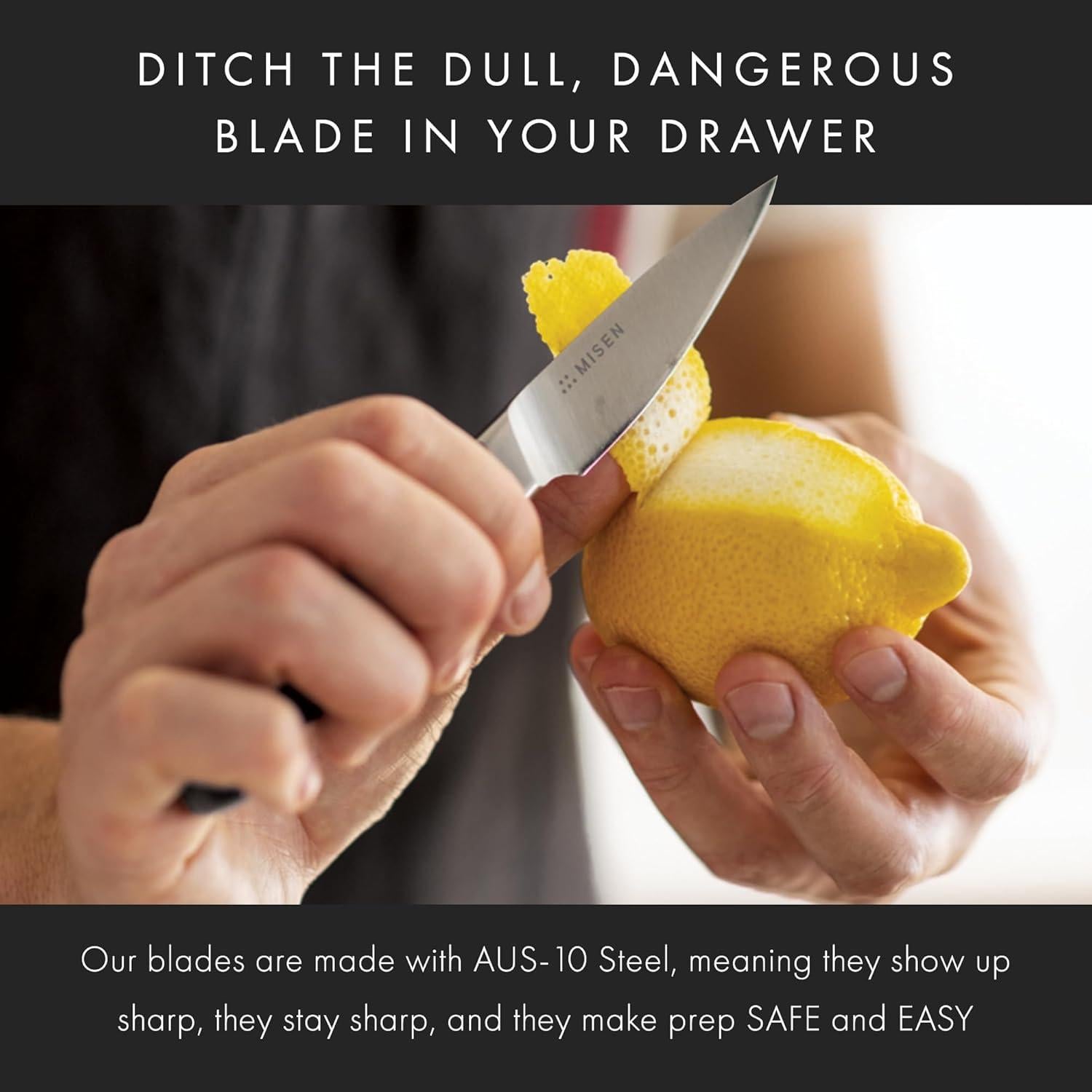 Cuchillo de Pelar Misen 8.89 cm Acero Inoxidable Negro