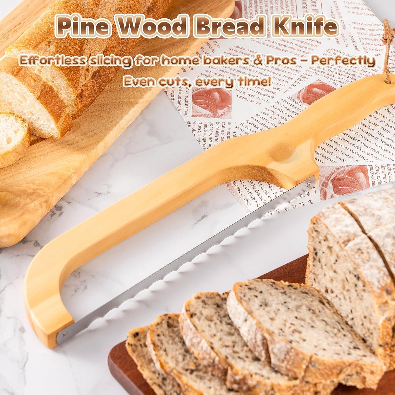 Cuchillo de Pan ISAIDNO 24.1 cm Madera Natural Serrado