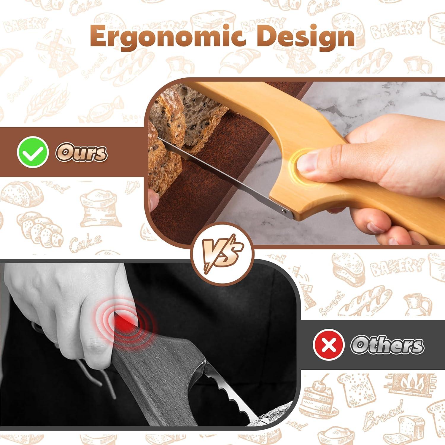 Cuchillo de Pan ISAIDNO 24.1 cm Madera Natural Serrado