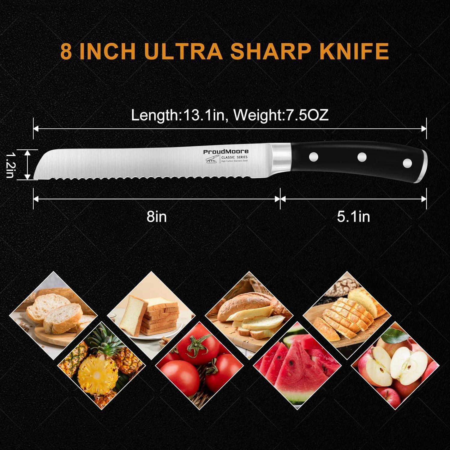 Cuchillo de Pan Serrado 20 cm ProudMoore - Acero Inoxidable