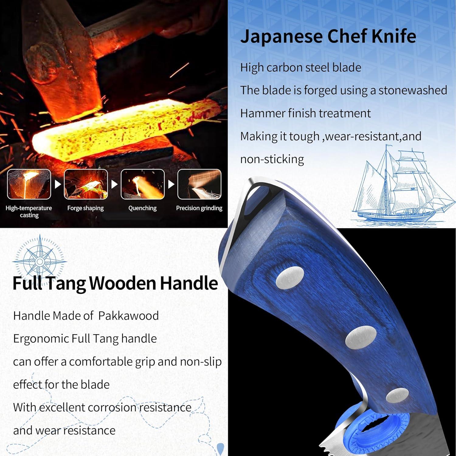 Cuchillo de Pan Serrado XYJ 20.3 cm Acero Alto Carbono Madera