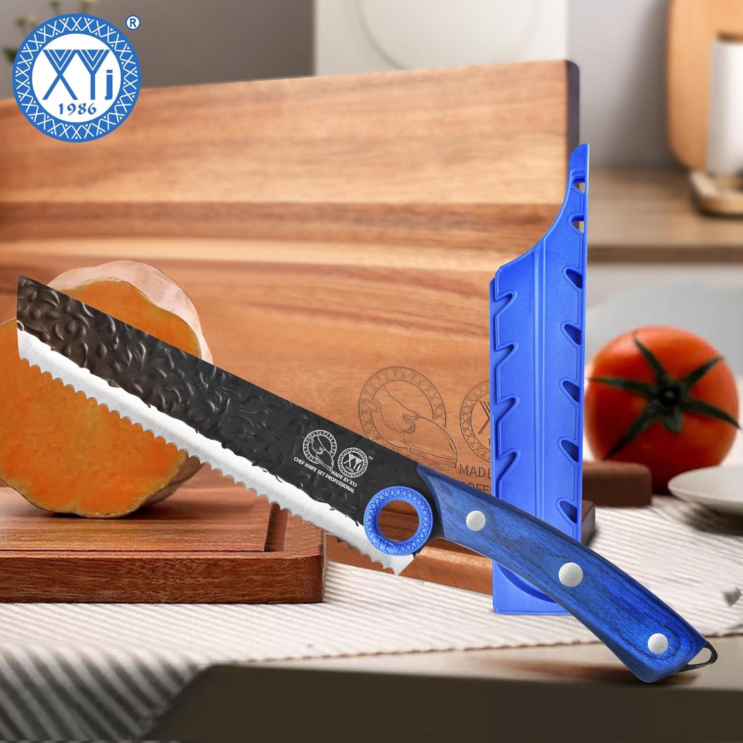 Cuchillo de Pan Serrado XYJ 20.3 cm Acero Alto Carbono Madera