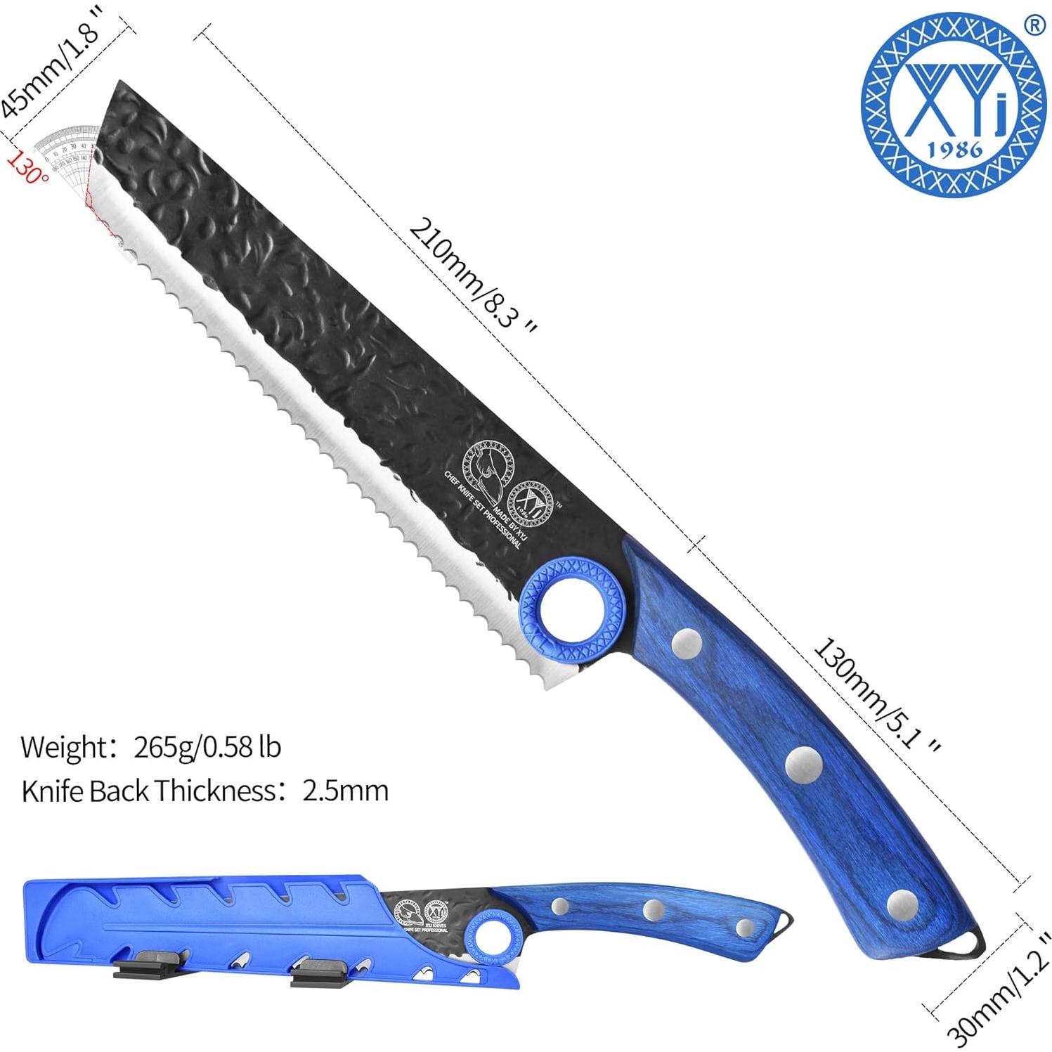 Cuchillo de Pan Serrado XYJ 20.3 cm Acero Alto Carbono Madera