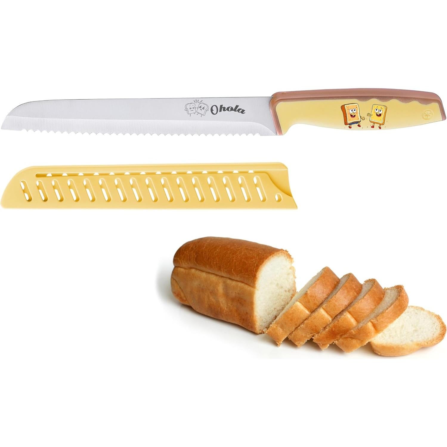 Cuchillo de Pan Serrado 20 cm Ohola Acero Inoxidable Amarillo