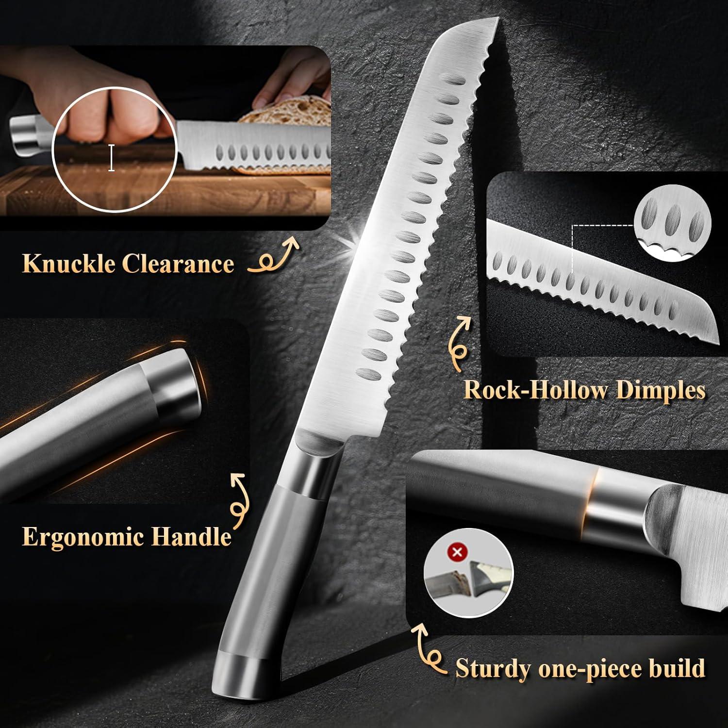 Paquete de 2 cuchillos para pan SeLucky, acero y madera, 41.9 cm