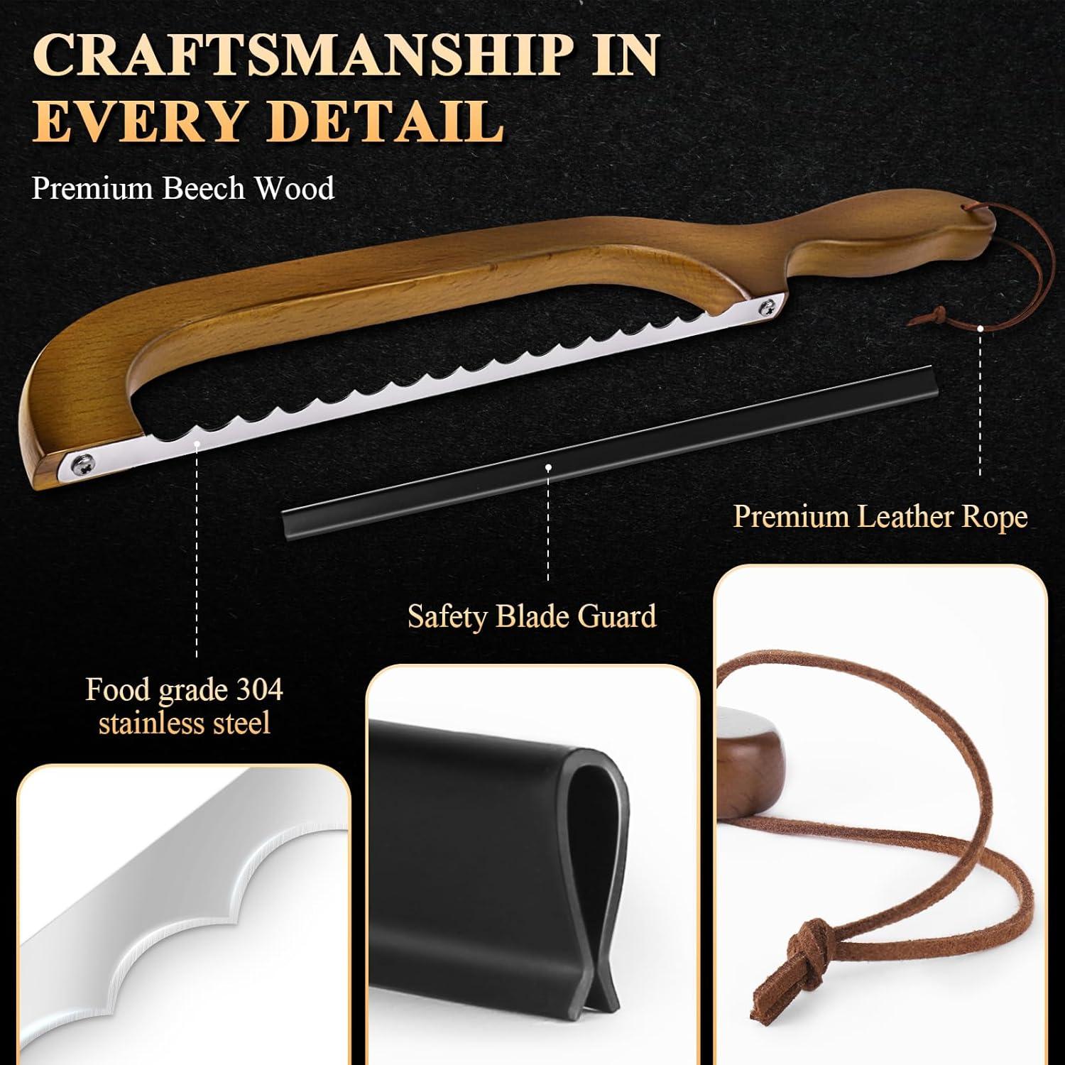 Paquete de 2 cuchillos para pan SeLucky, acero y madera, 41.9 cm