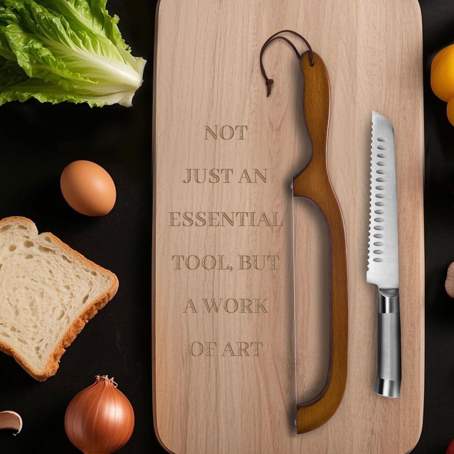 Paquete de 2 cuchillos para pan SeLucky, acero y madera, 41.9 cm