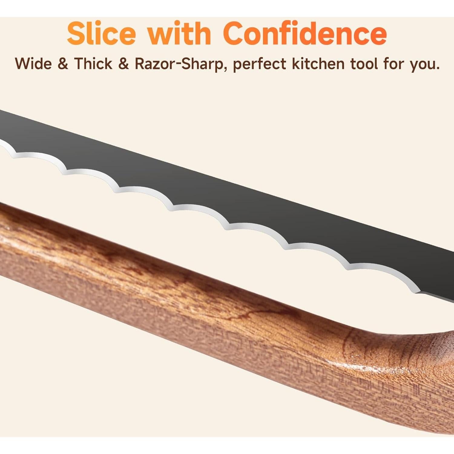 Cuchillo de Pan Serrado TLMUSE 27.4 cm Acero Inoxidable Madera