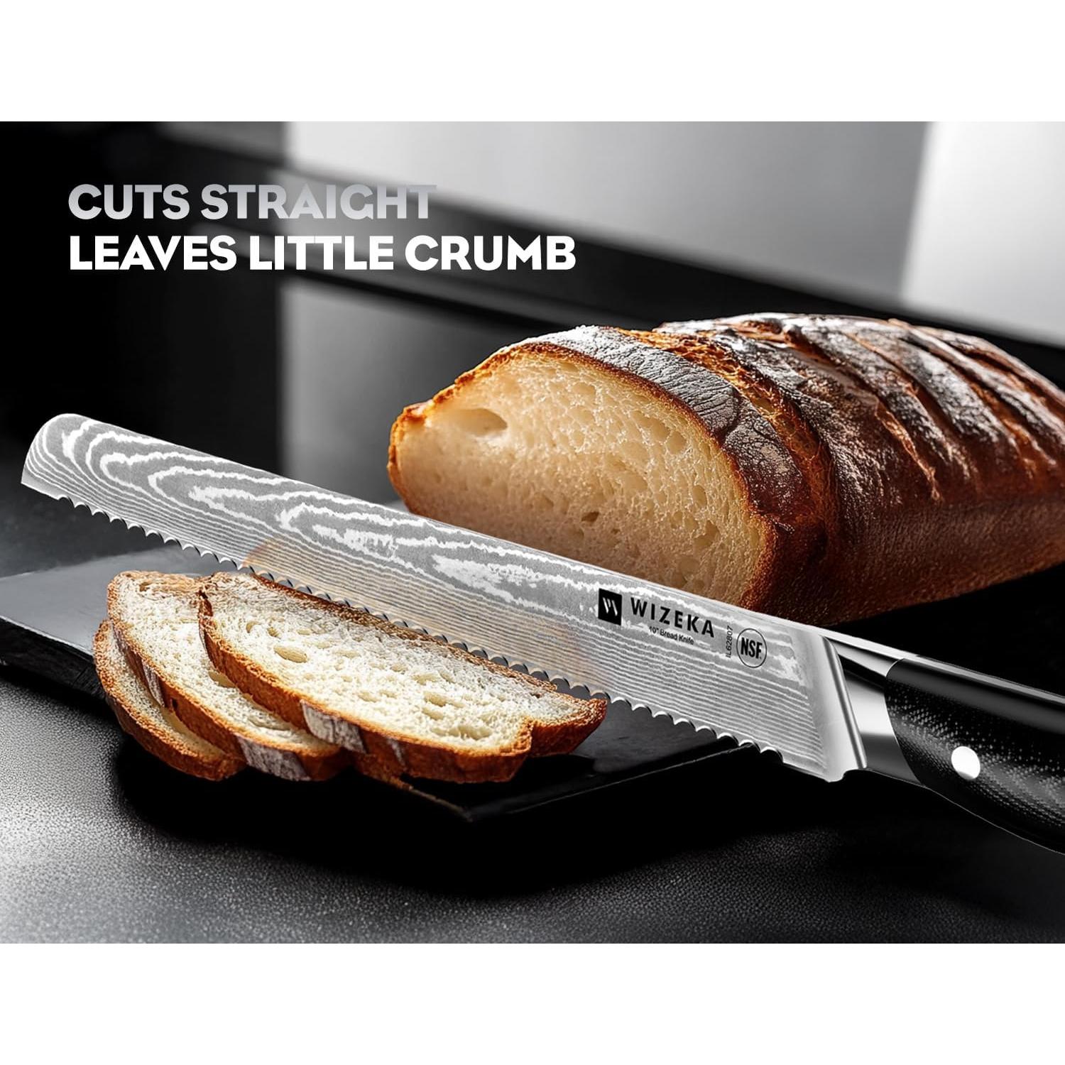 Cuchillo de Pan Serrado WIZEKA 25 cm Acero Damasco VG10