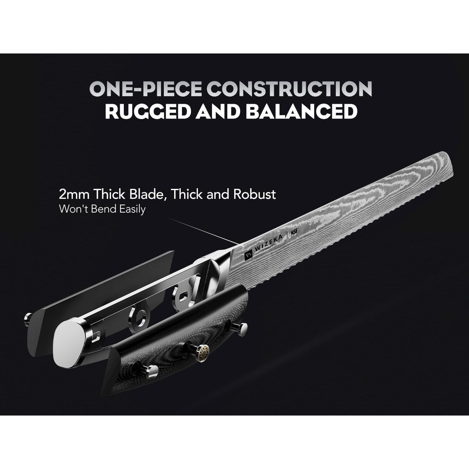 Cuchillo de Pan Serrado WIZEKA 25 cm Acero Damasco VG10