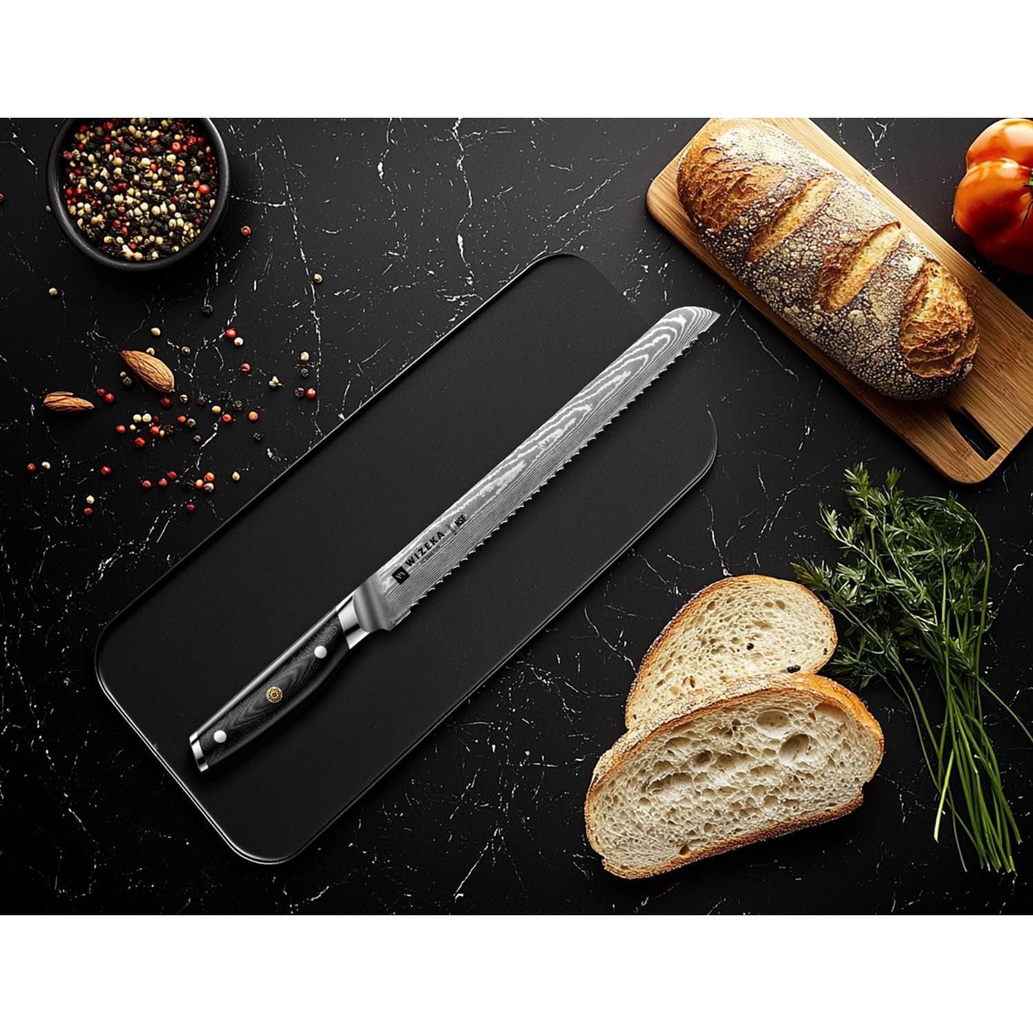 Cuchillo de Pan Serrado WIZEKA 25 cm Acero Damasco VG10