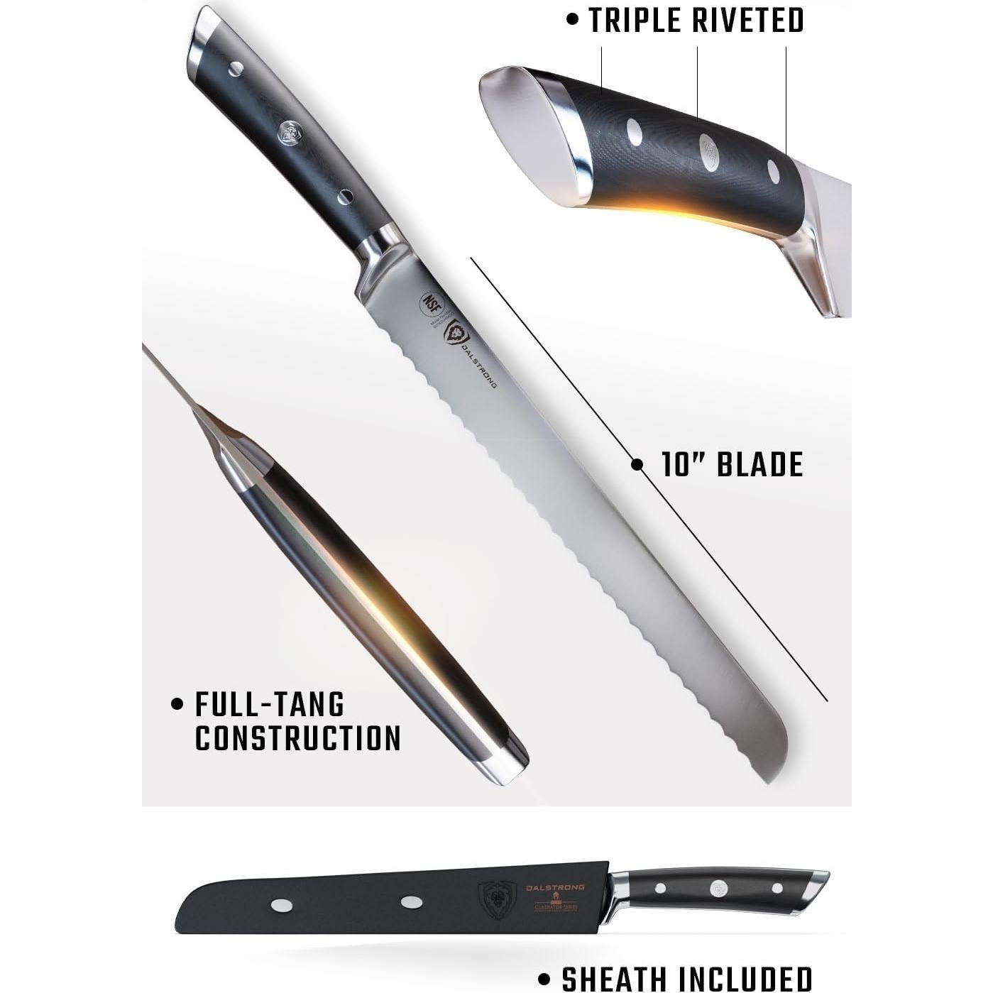 Cuchillo de Pan Serrado Dalstrong 25.4 cm Acero Alemán