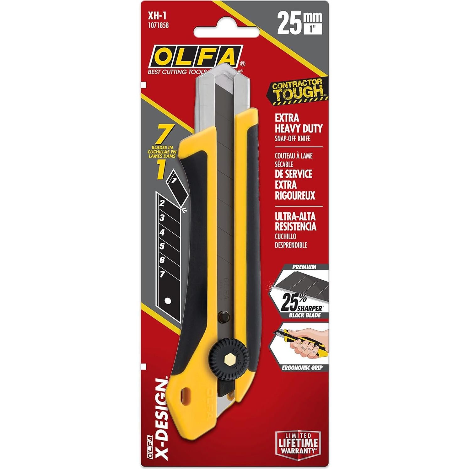 Cuchillo Utility OLFA XH-1 25mm Mango Reforzado Fibra Vidrio