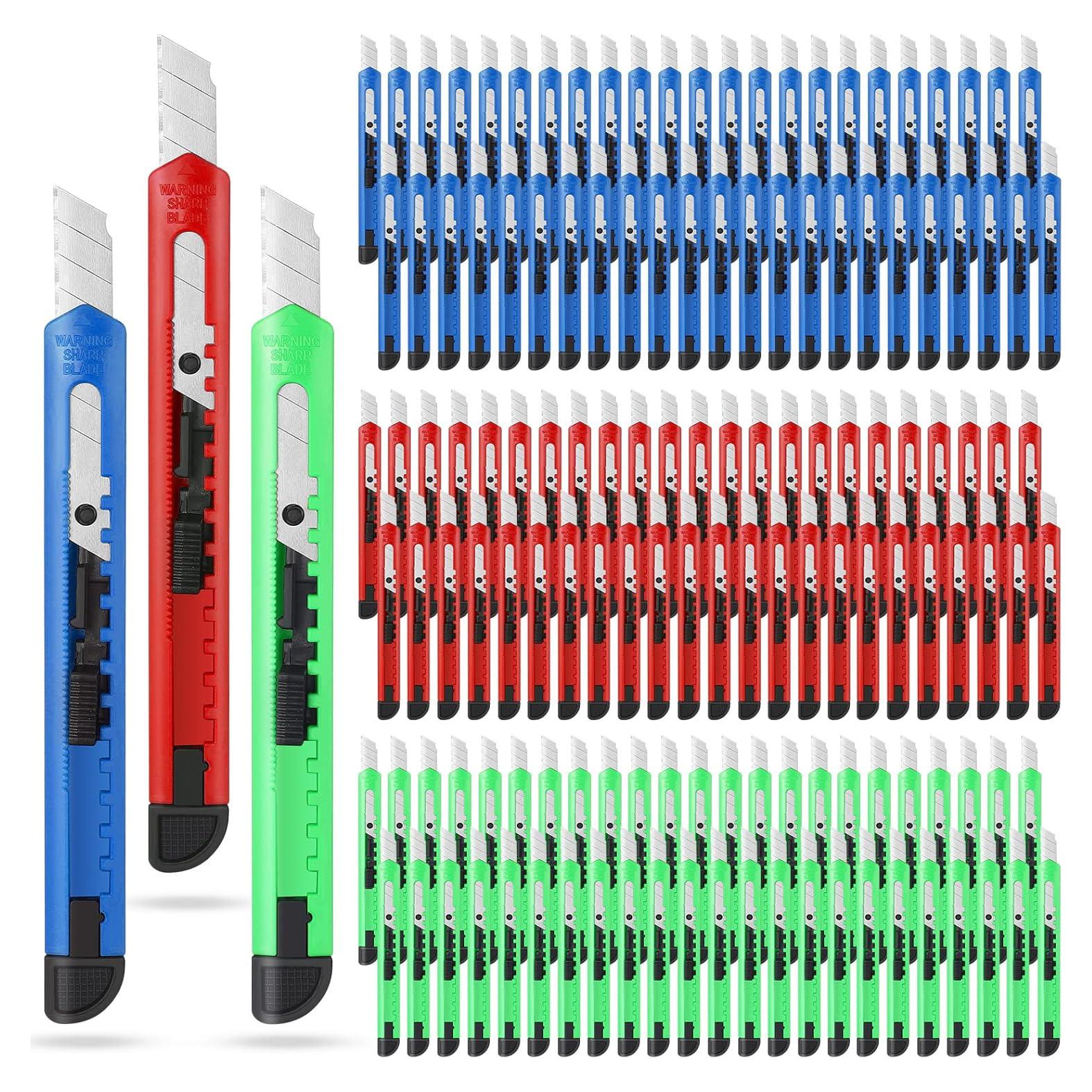 200 Cuchillos Utility Retráctiles Lasnten 9mm Plástico Colores