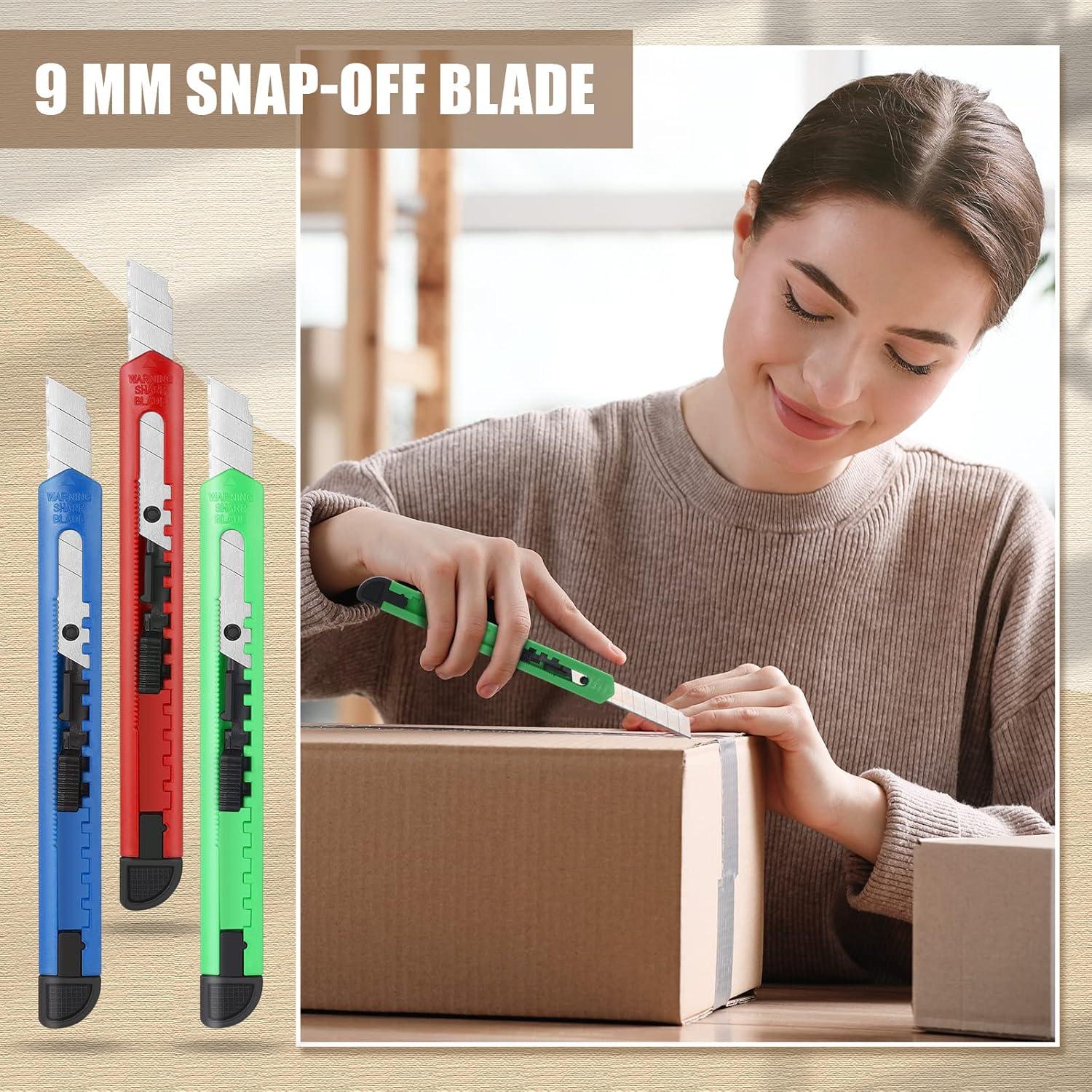 200 Cuchillos Utility Retráctiles Lasnten 9mm Plástico Colores