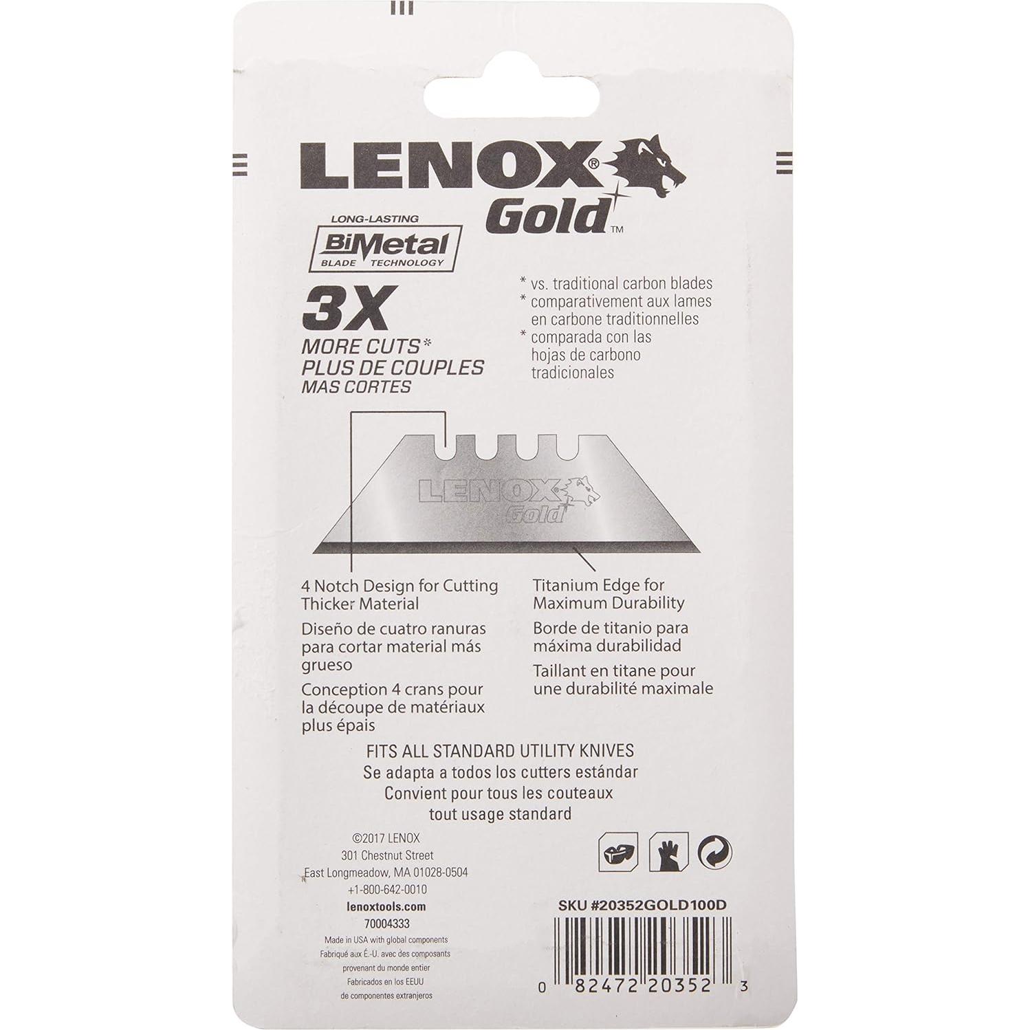 Cuchillas de Utilidad Lenox Gold 20352 - Paquete de 100