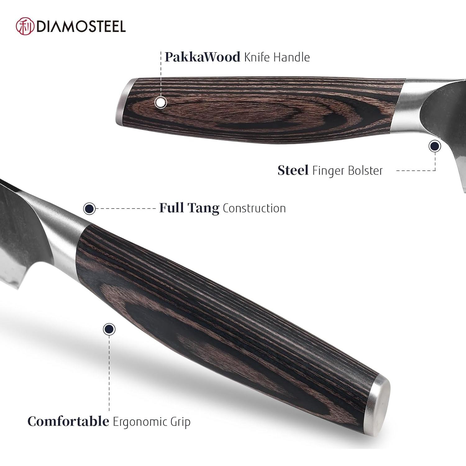 Cuchillo Santoku Diamosteel 30.5 cm Acero Inoxidable Pakkawood