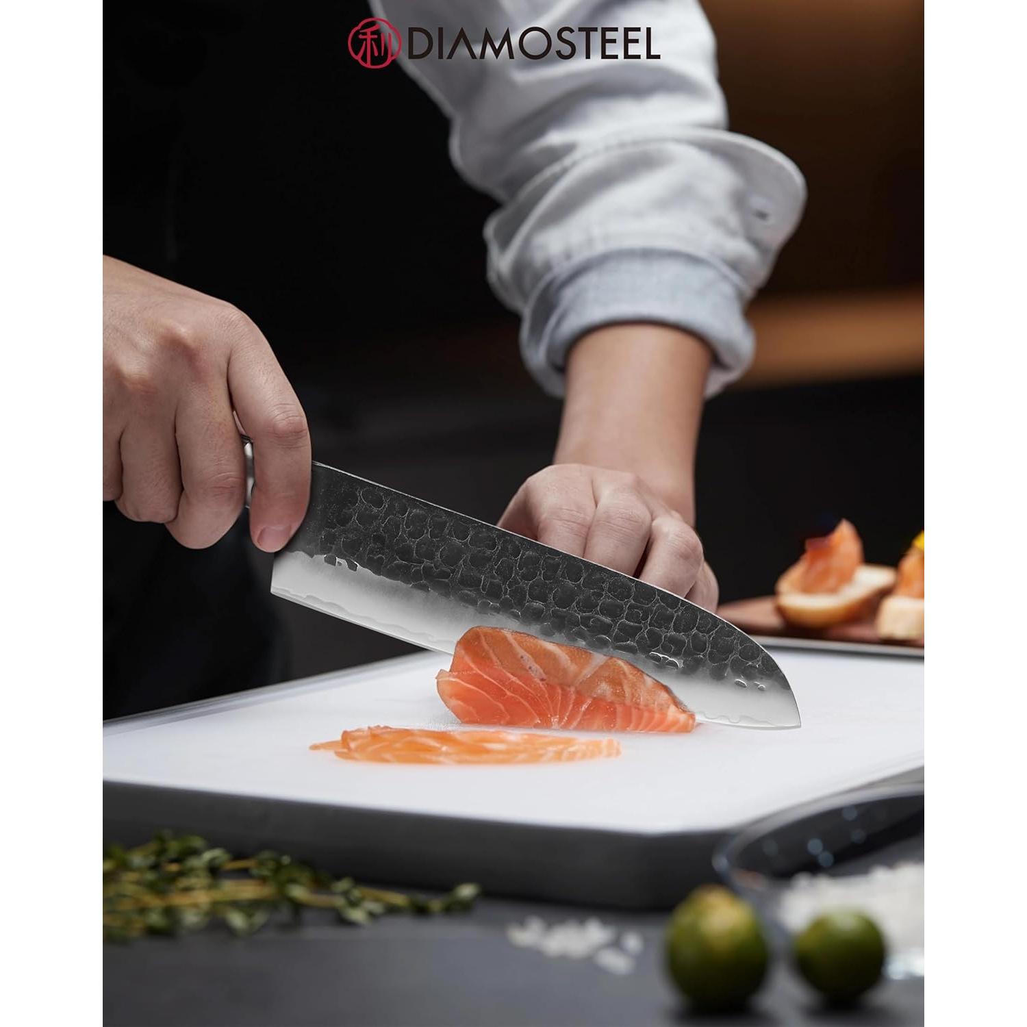 Cuchillo Santoku Diamosteel 30.5 cm Acero Inoxidable Pakkawood