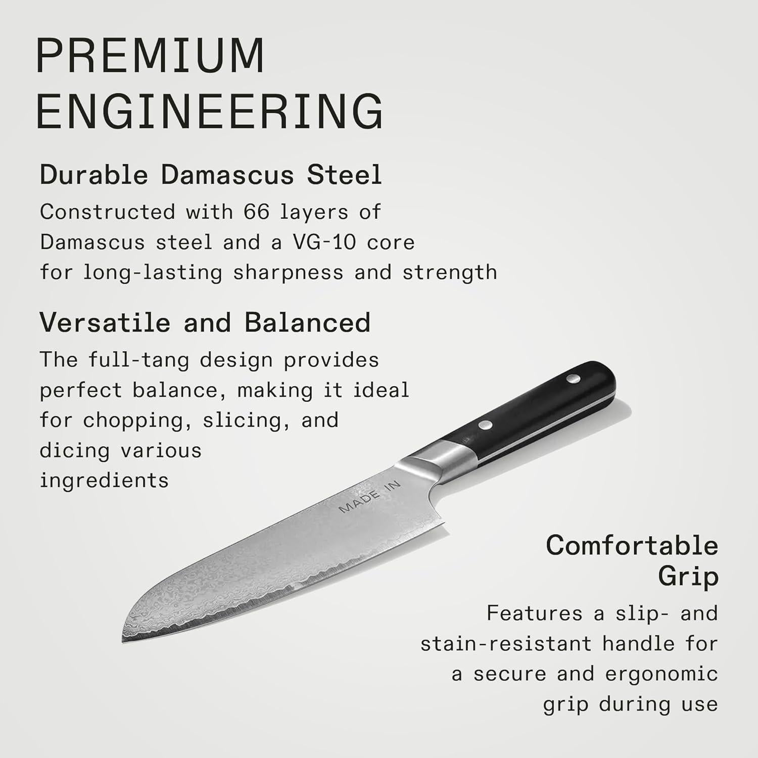 Cuchillo Santoku Made In 16.83 cm Acero Damasco VG-10 Japonés