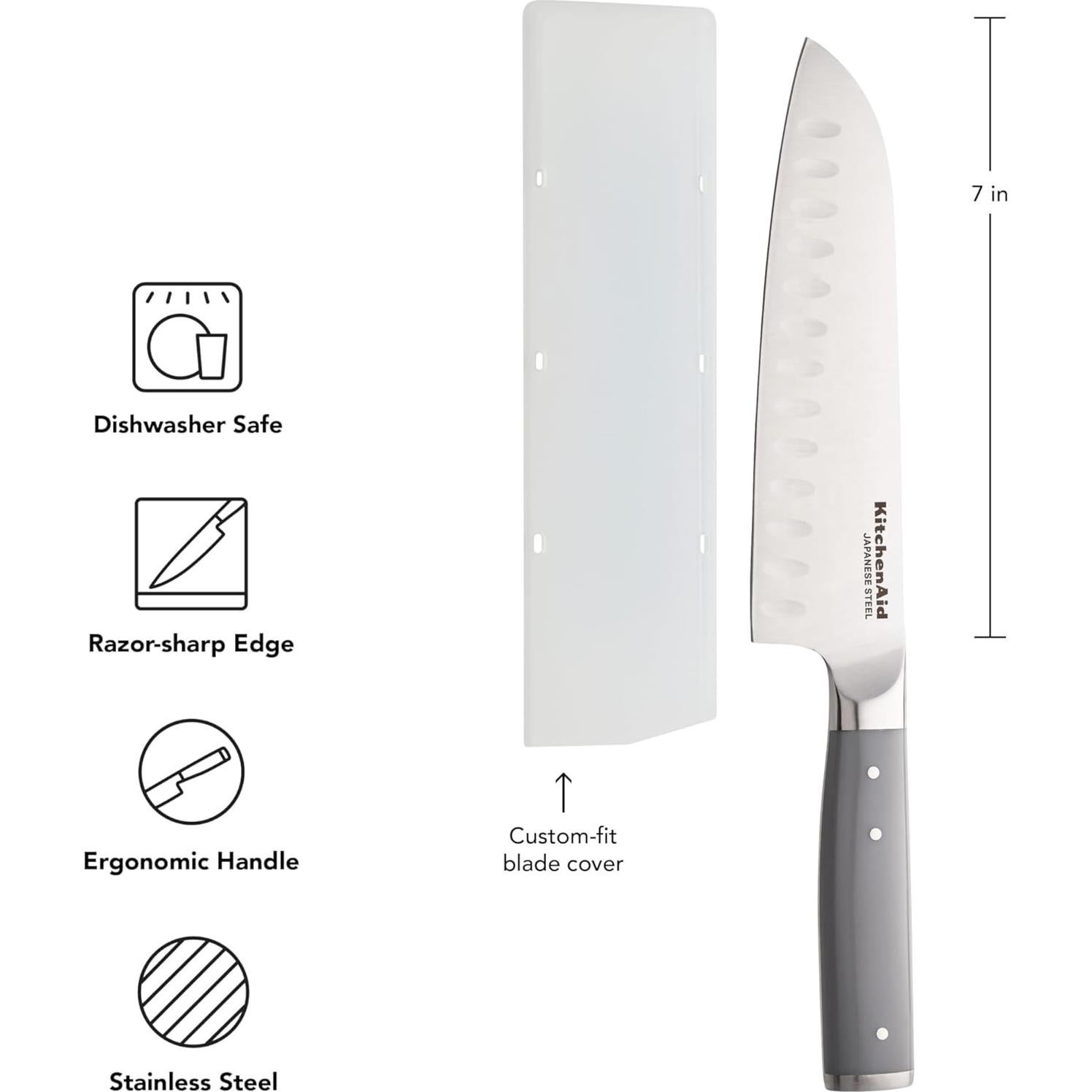 Cuchillo Santoku KitchenAid 17.78 cm Acero Inoxidable Gris