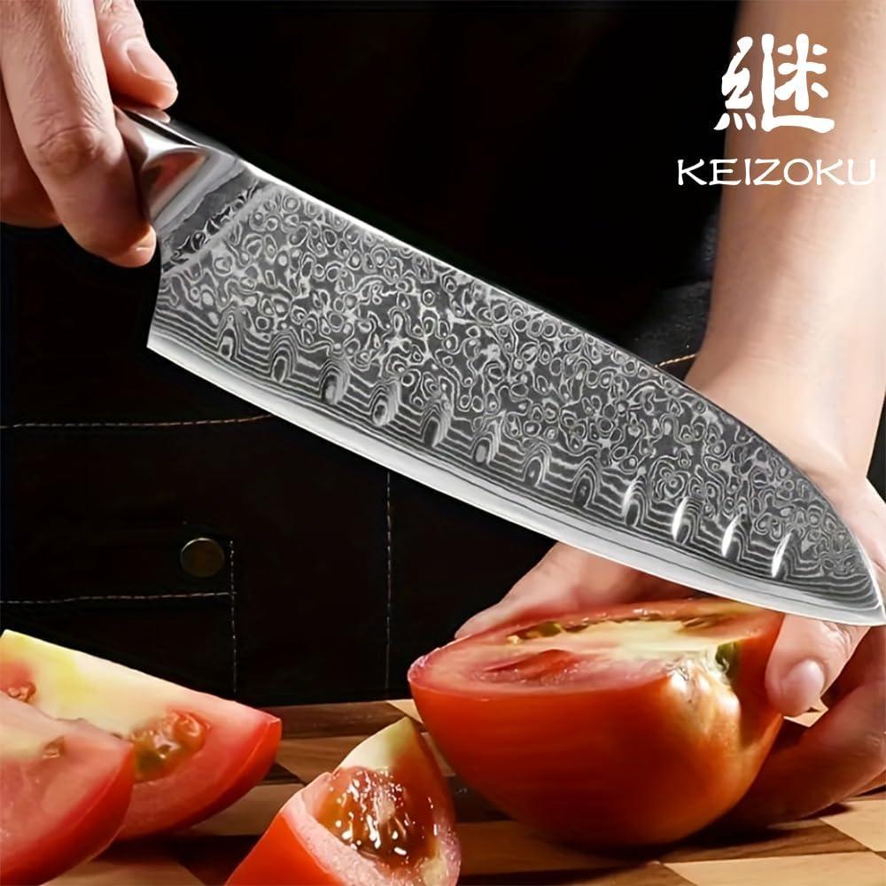 Cuchillo Santoku KEIZOKU 7" Acero Damasco 10Cr15MOV
