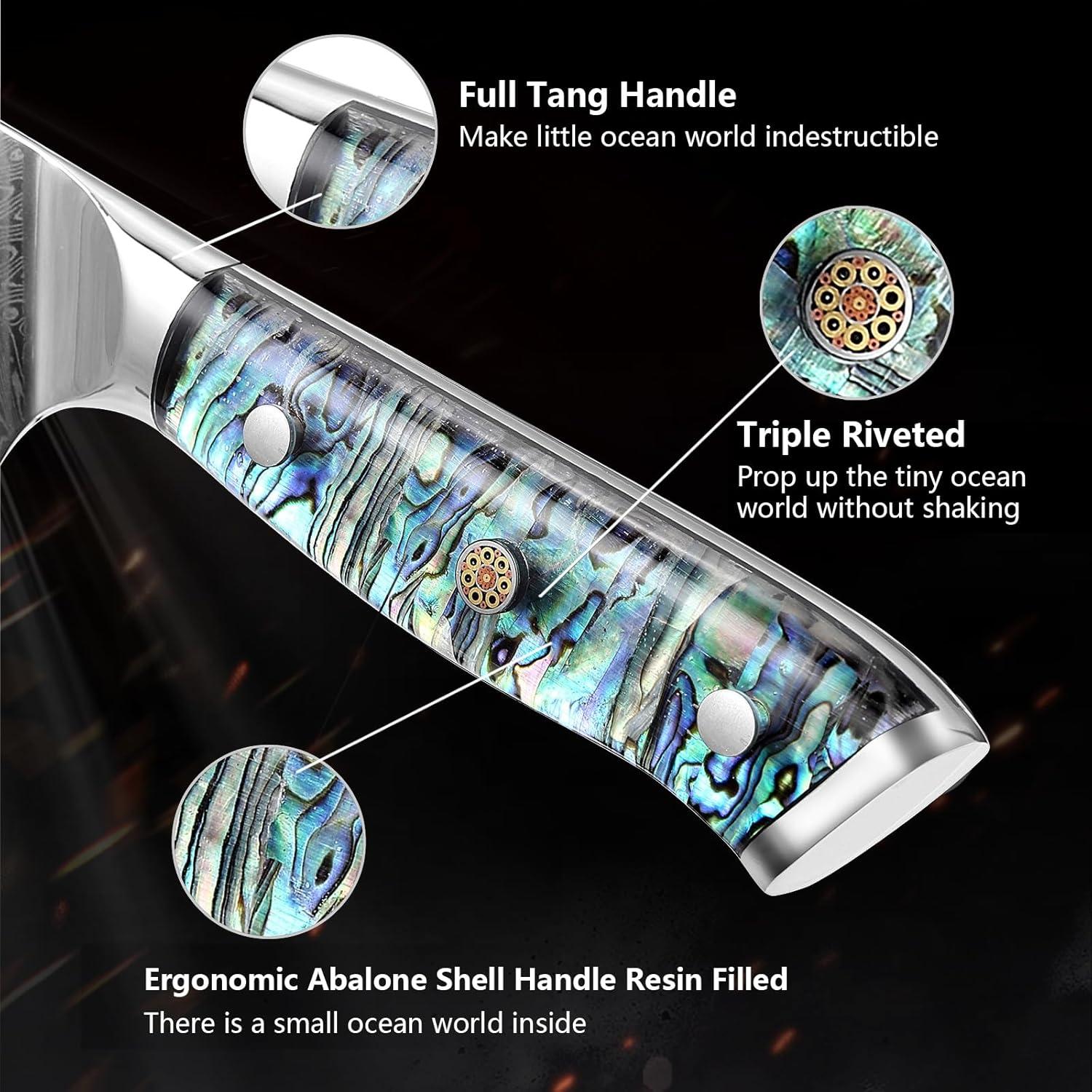 Cuchillo Santoku KEIZOKU 7" Acero Damasco 10Cr15MOV