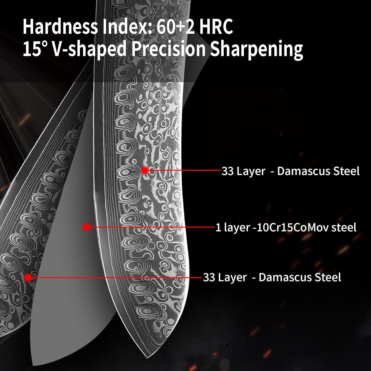 Cuchillo Santoku KEIZOKU 7" Acero Damasco 10Cr15MOV