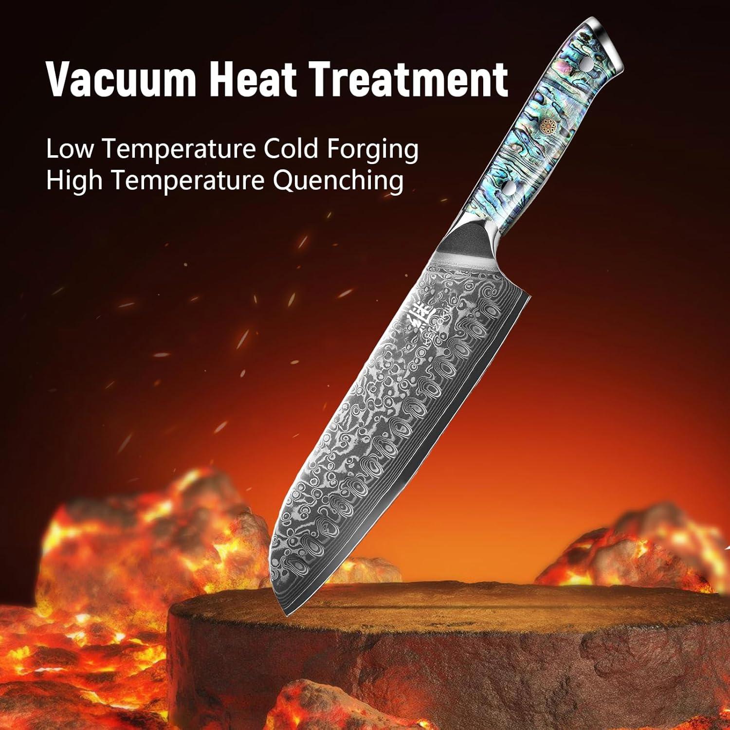 Cuchillo Santoku KEIZOKU 7" Acero Damasco 10Cr15MOV