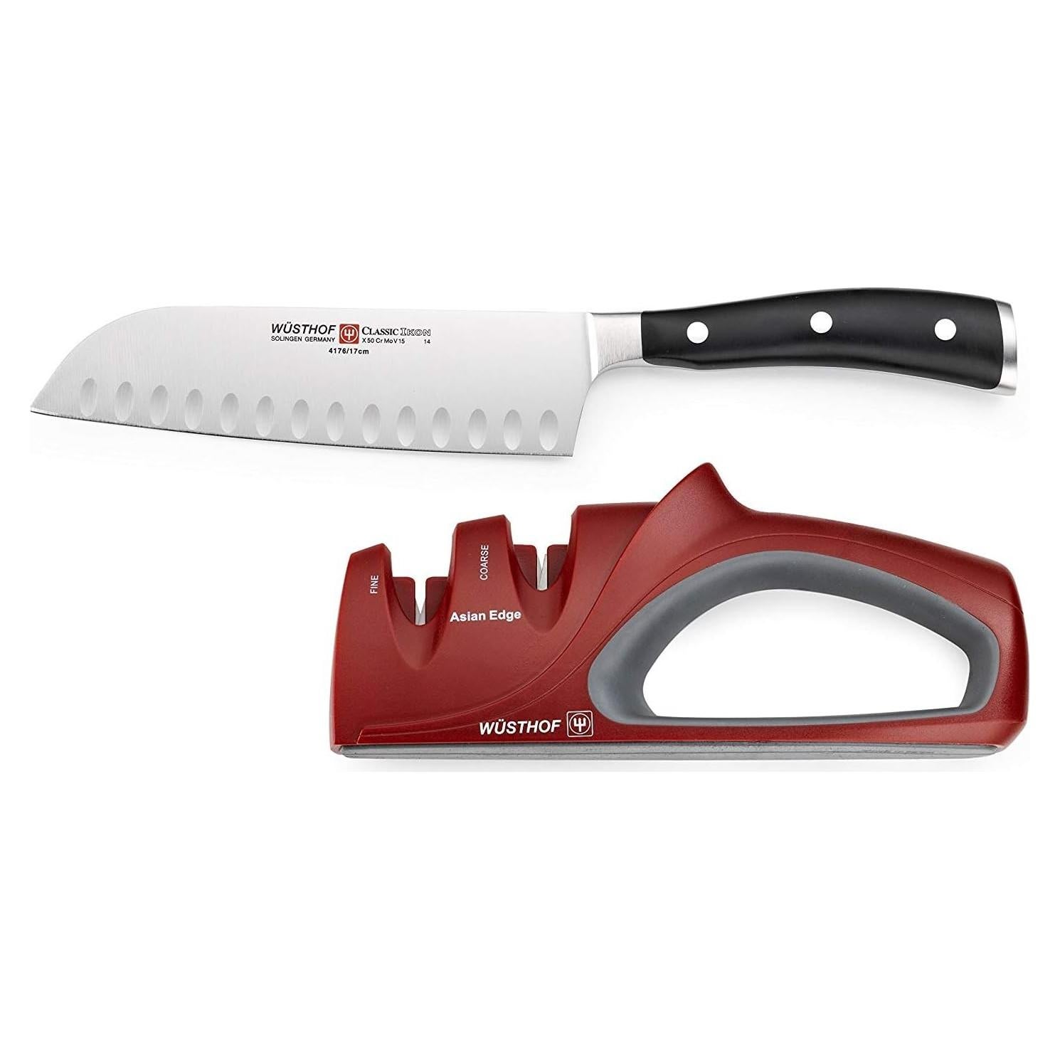 Cuchillo Santoku Wüsthof Classic Ikon 17.78 cm + Afilador 2 etapas