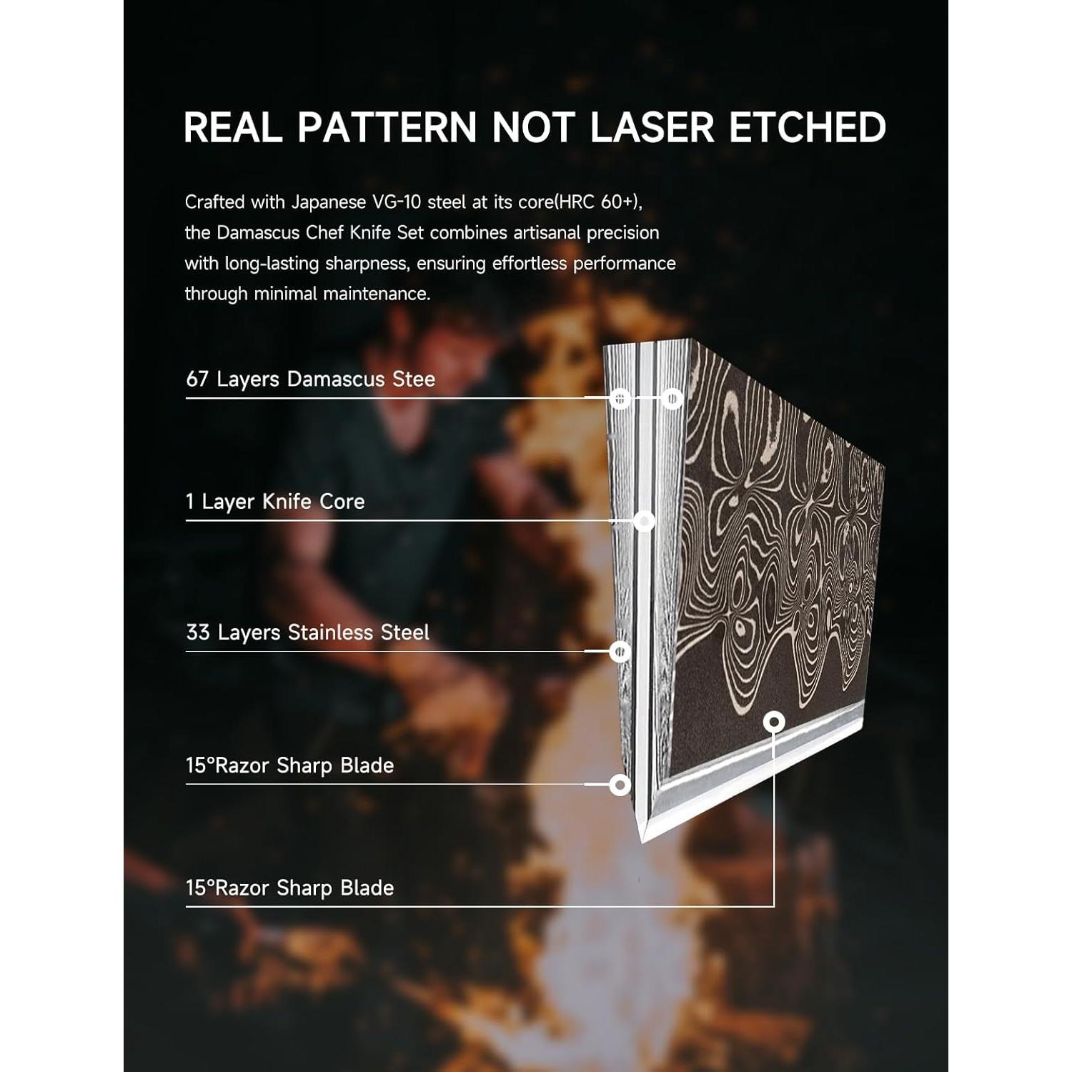 Cuchillo Kiritsuke KEPDS 18.3 cm Acero VG10 Damasco Negro