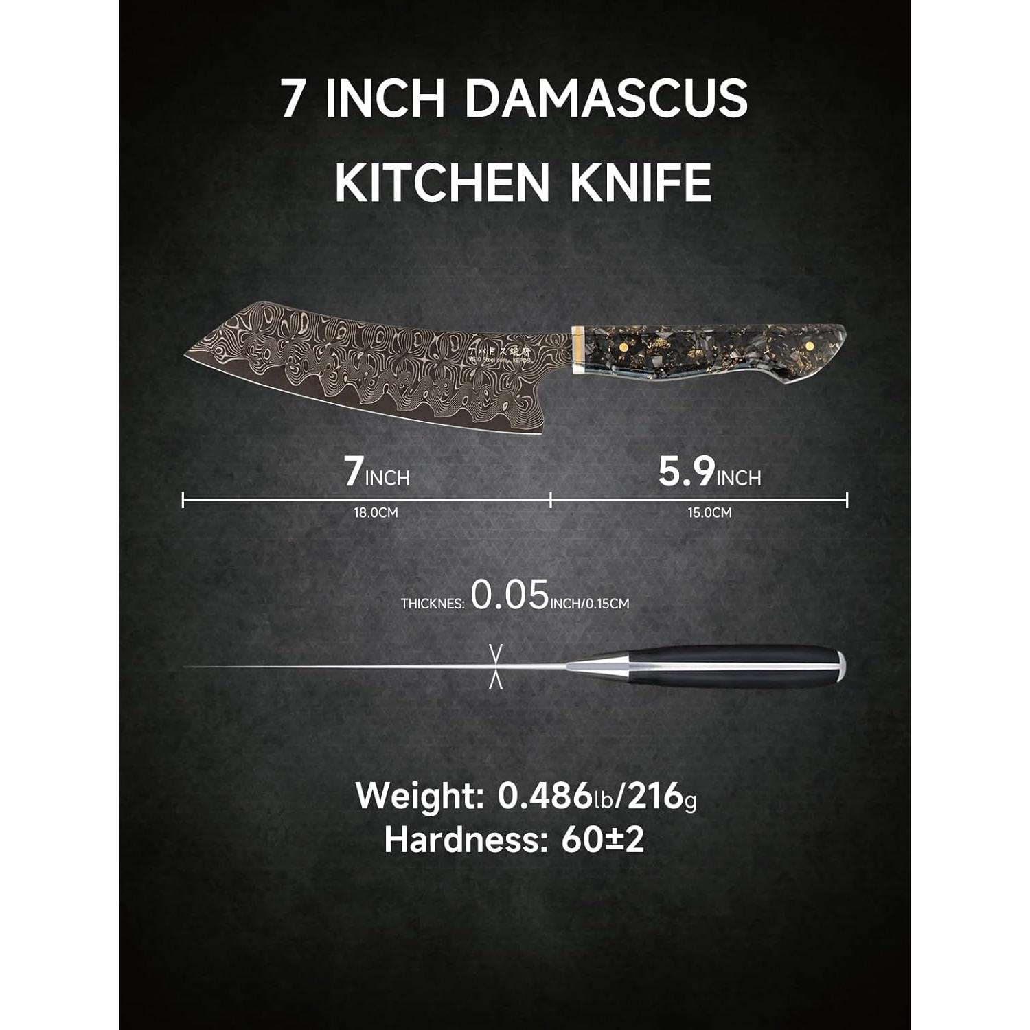 Cuchillo Kiritsuke KEPDS 18.3 cm Acero VG10 Damasco Negro